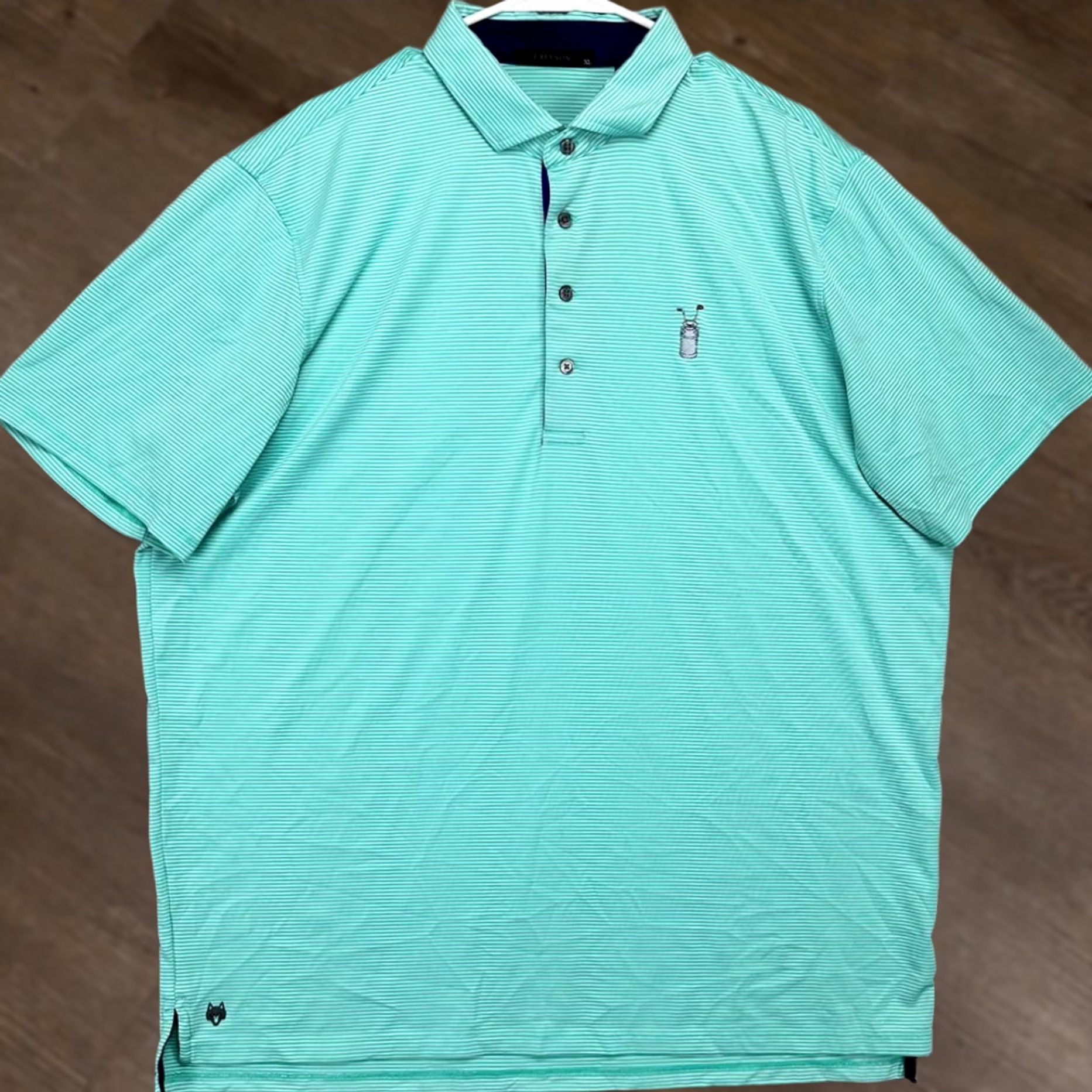 Vintage Greys Greyson Polo Shirt Adult XL Aqua Blue Striped Golf Polo Athletic Stretch Rugby Mens Size US XL / EU 56 / 4 - 1 Thumbnail