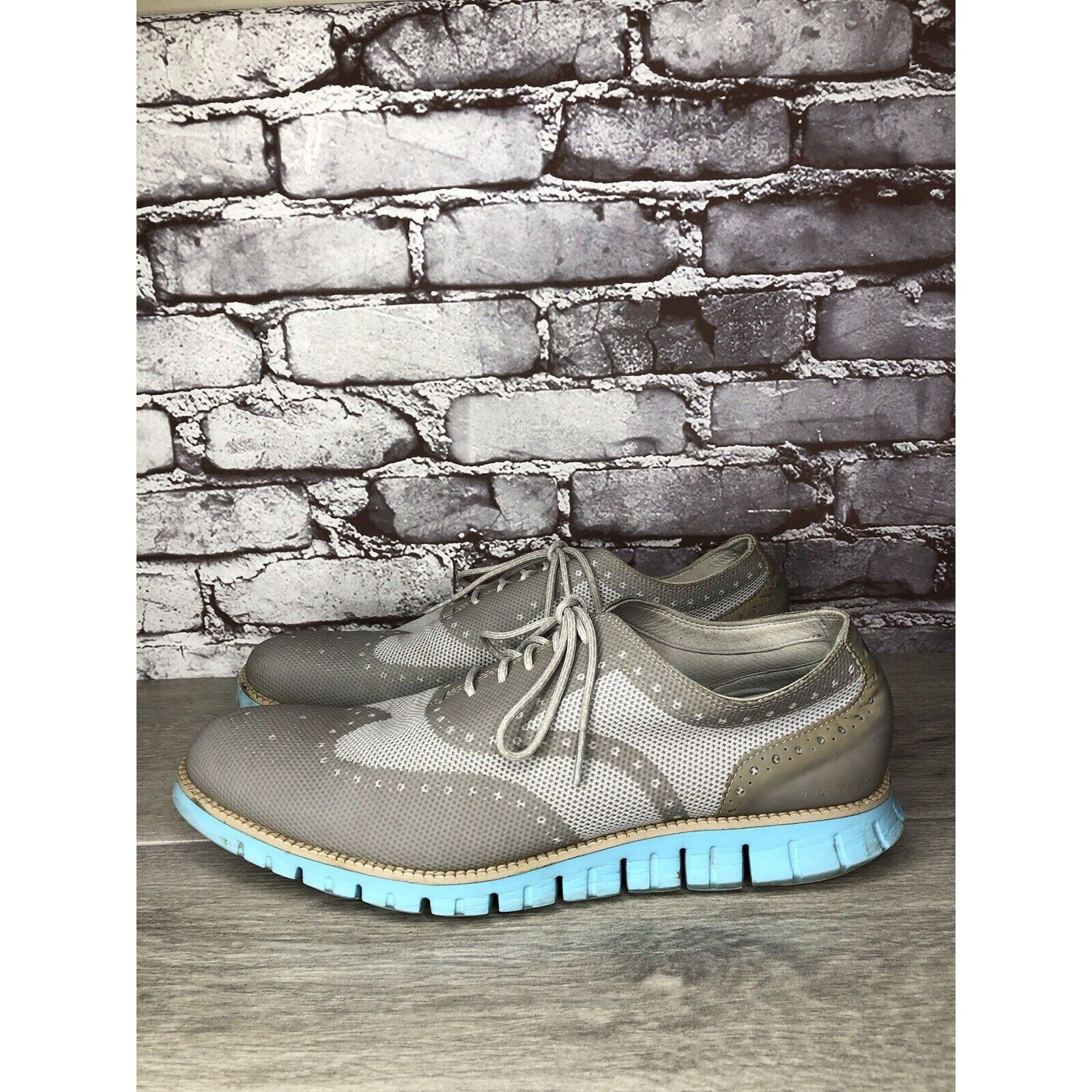 Cole Haan Cole Haan ZeroGrand Grand.OS Gray Mesh Wingtip Blue Shoes Me Size US 12 / EU 45 - 18 Thumbnail
