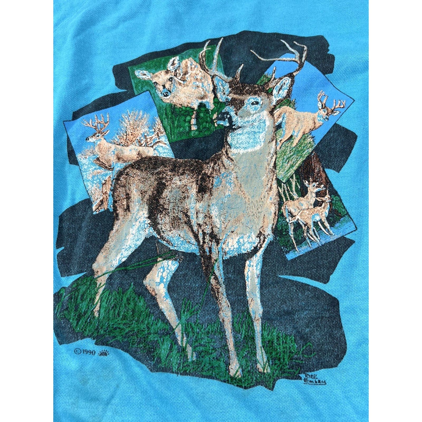 Vintage VINTAGE 90s Nature Whitetail Deer Pullover Sweatshirt Blue L Made In USA Men Graphic Print Size US L / EU 52-54 / 3 - 4 Thumbnail
