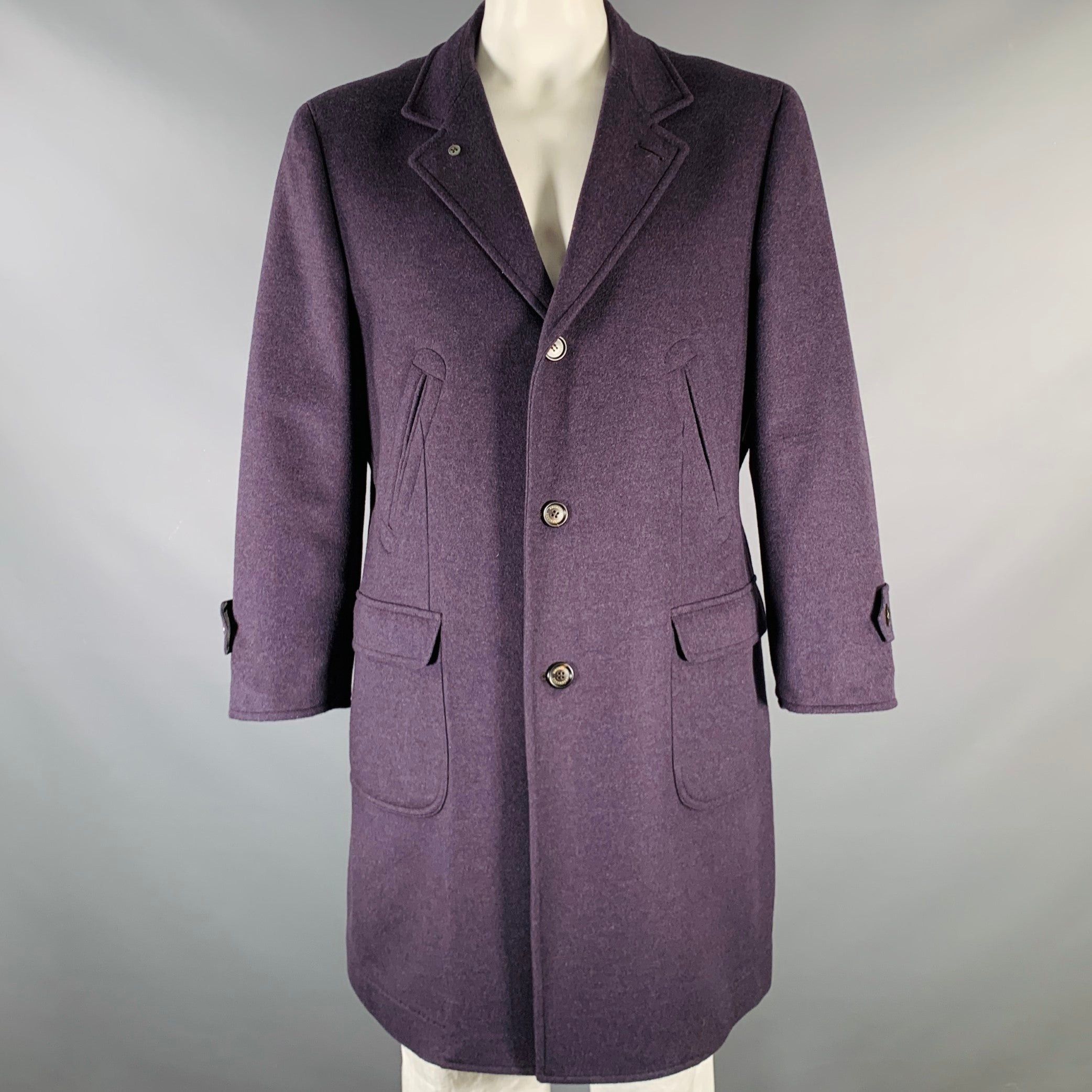 image of Brunello Cucinelli Purple Wool Cashmere Coat, Men's (Size 2XL)