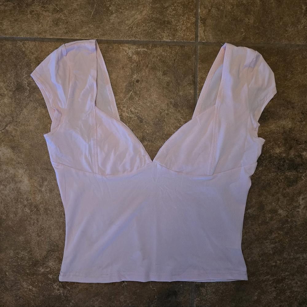 Designer Light Pink Cropped Pretty Short Sleeve Size L / US 10 / IT 46 - 1 Thumbnail