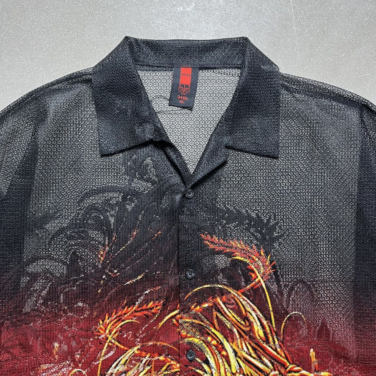 Taiga Y2K Dragon Fire Flame Shirt Size US XL / EU 56 / 4 - 7 Thumbnail
