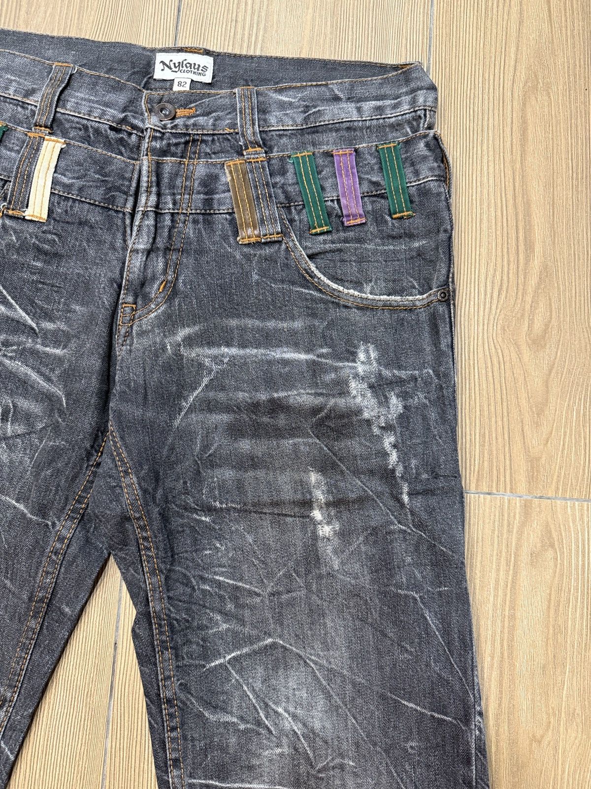 If Six Was Nine Nylaus Double Waist Jeans Denim Pants Thunder Design Size US 33 - 4 Thumbnail