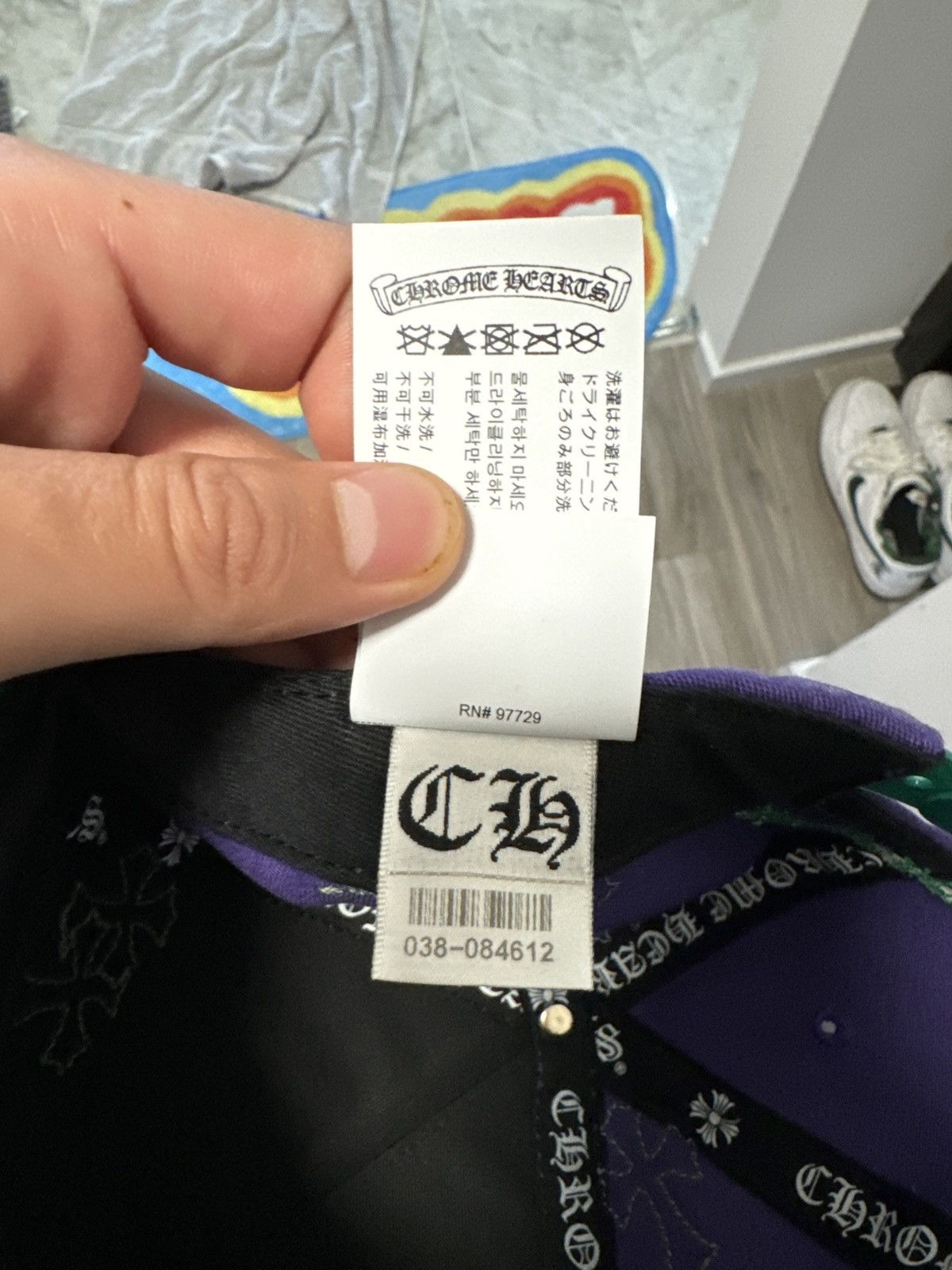 Chrome Hearts Purple Chrome Hearts Hat With Green Patches Size ONE SIZE - 2 Thumbnail