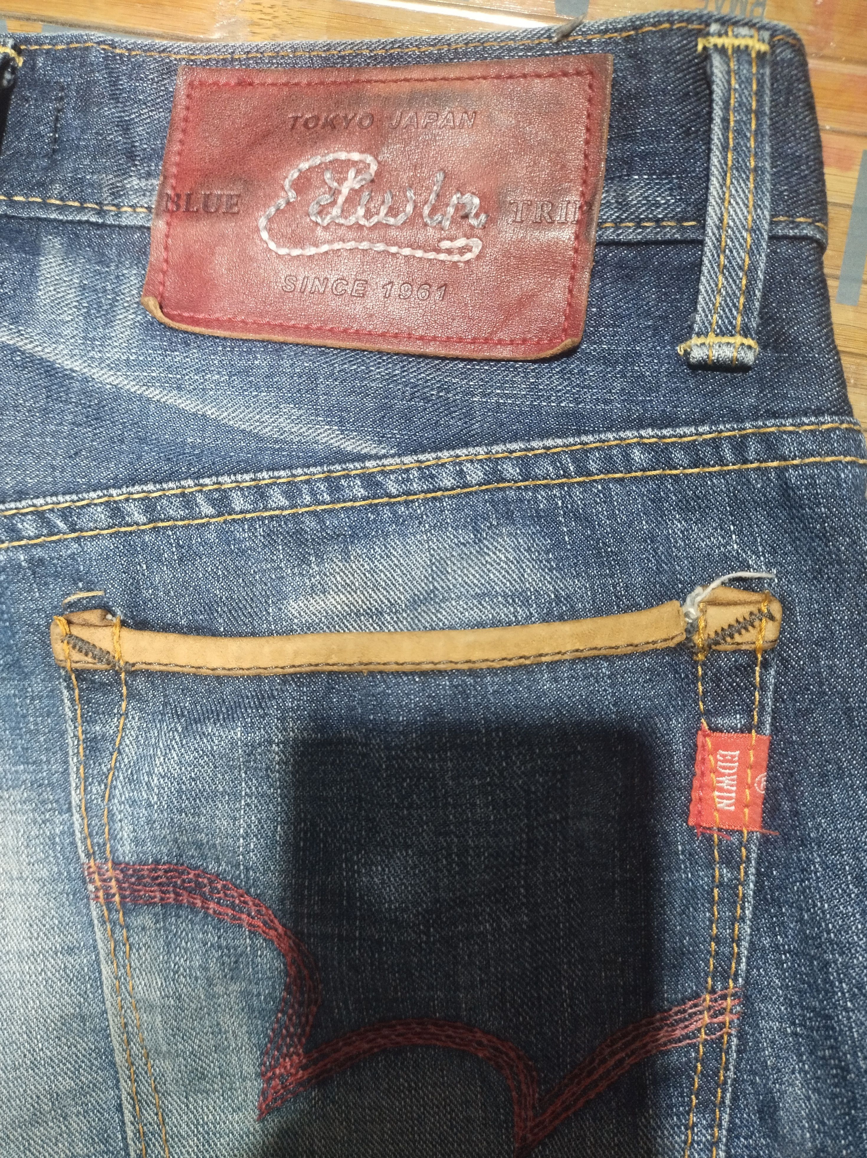 Edwin × Japanese Brand × Vintage Vintage Edwin Blue Trip Sz 29" Size US 29 - 13 Thumbnail