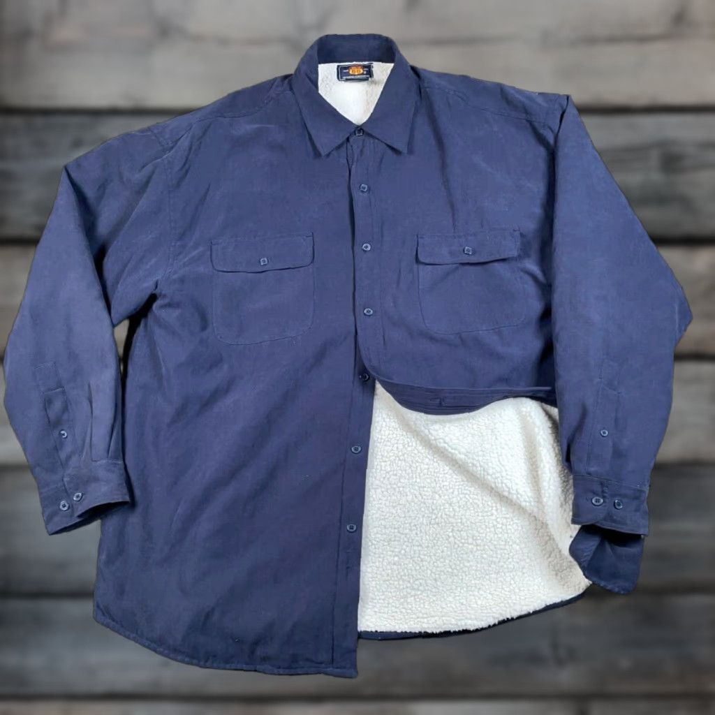 Route 66 VINTAGE Route 66 Shacket Adult XL Dark Blue Sherpa Lined Work Shirt Jacket Insulated Workwear Size US XL / EU 56 / 4 - 1 Thumbnail