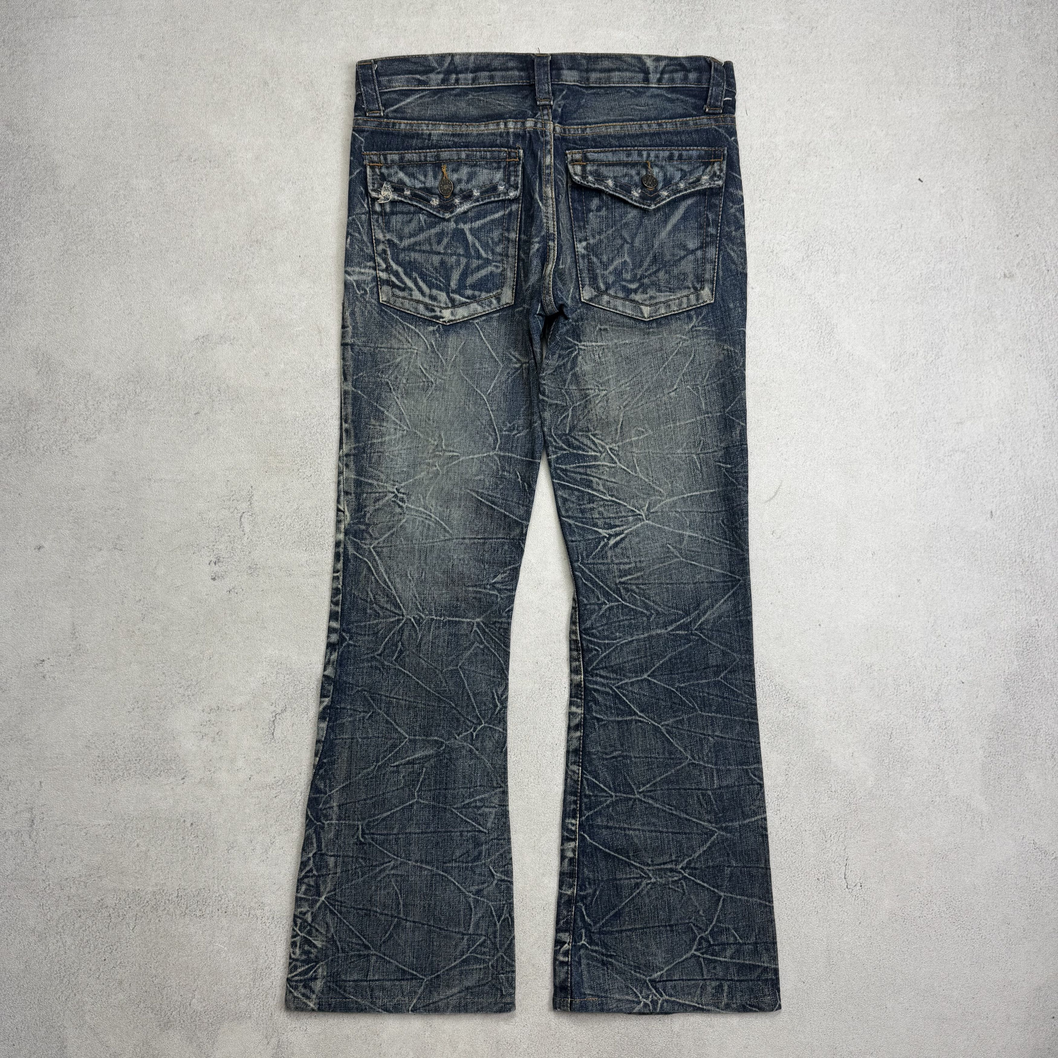 Japanese Brand KUI Distressed Whiskers Flare Jeans Size US 30 / EU 46 - 5 Thumbnail