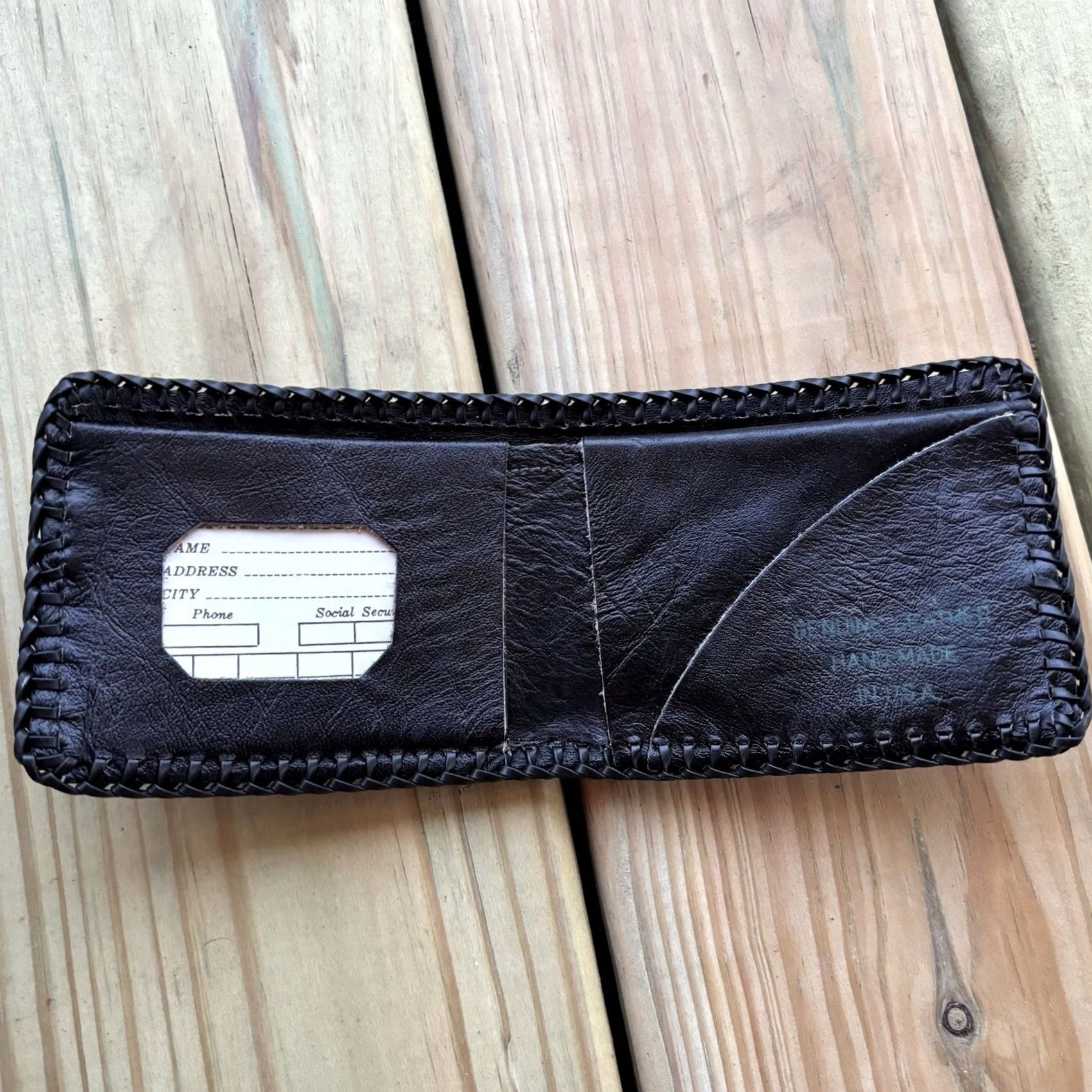 Vintage VINTAGE Wallet Bifold Leather Whipstitch Jesus Christ USA Unisex 9in 4in Brown Leather Credit Card Hand Made 80s Artifact Size ONE SIZE - 2 Thumbnail
