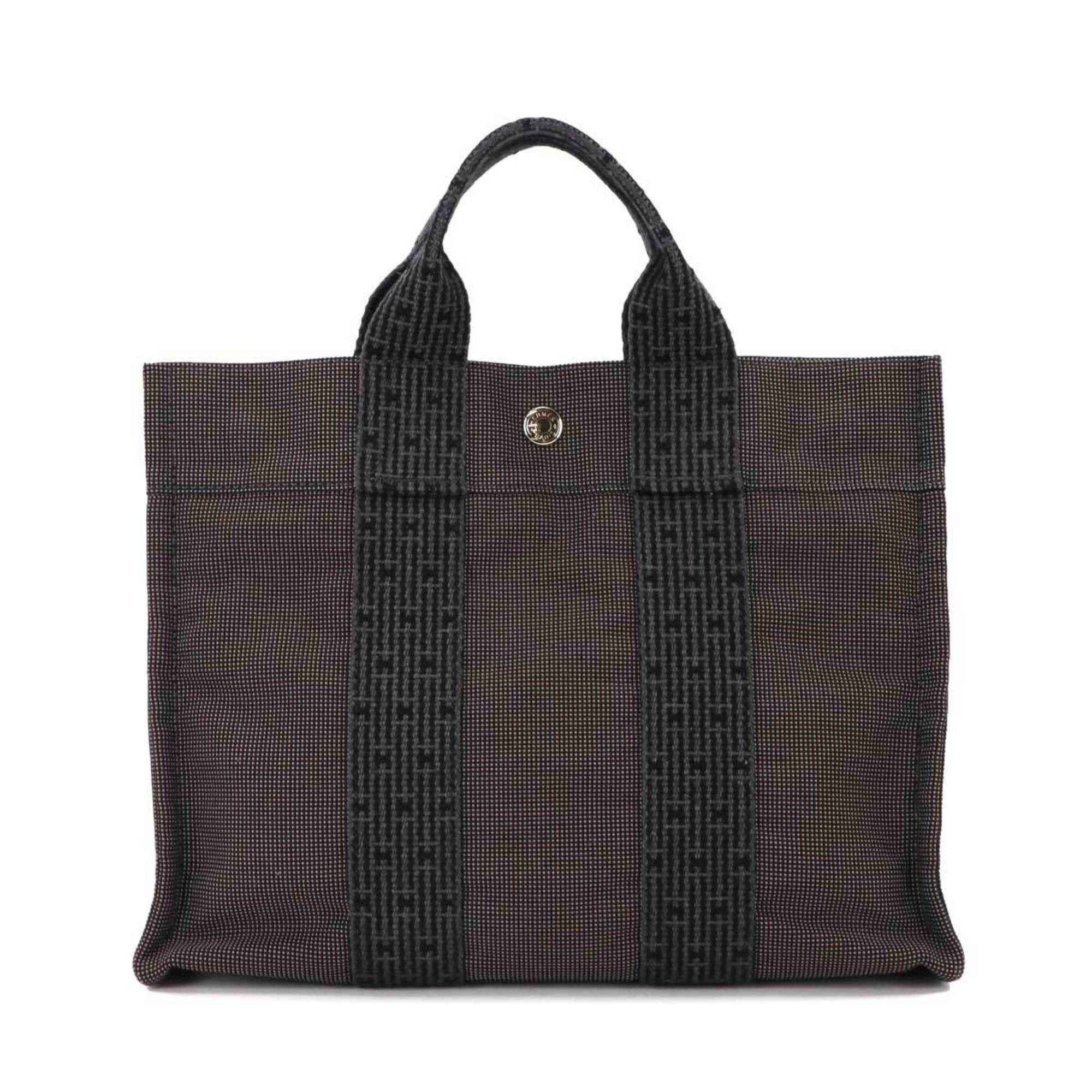 Hermes Airline Tote Bag Pm Canvas Gray Silver Hardware Herline in Grey, Women's