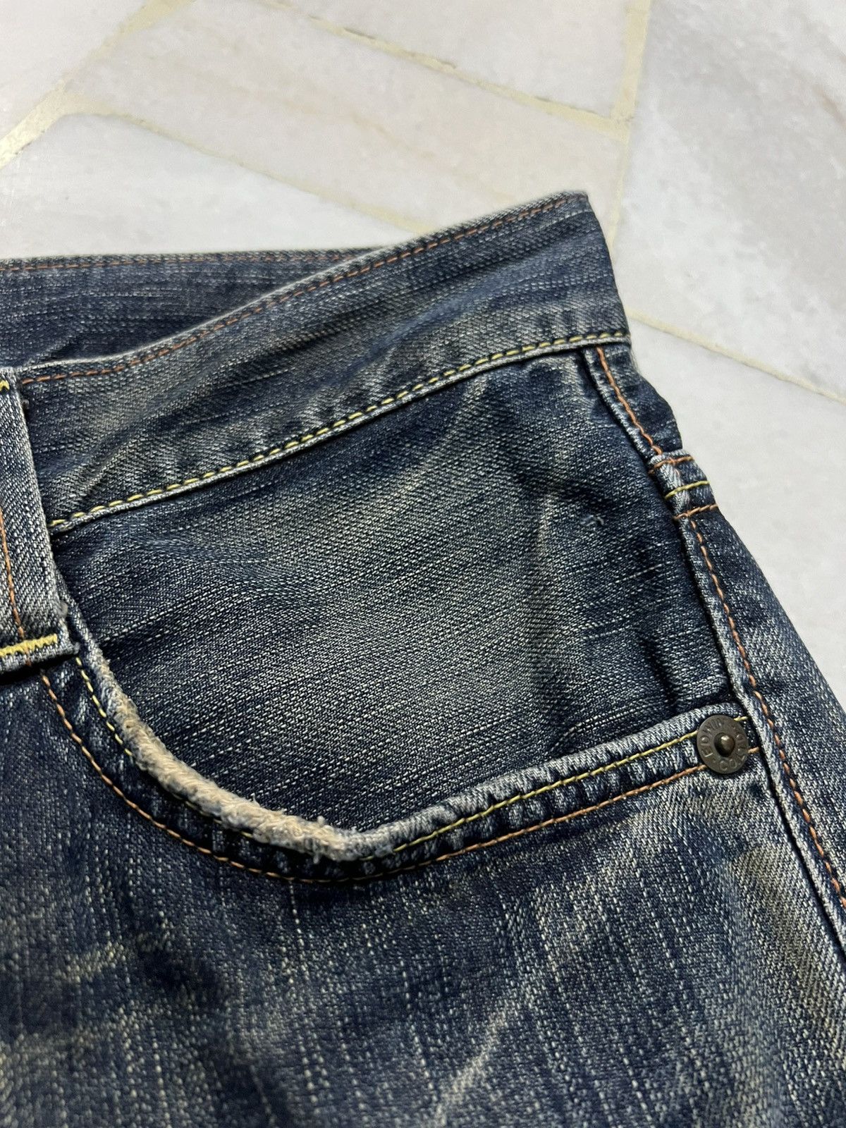 Edwin 💥Flare💥Edwin 503 Blue Trip Claw Mud Wash Jeans Size US 33 - 14 Thumbnail