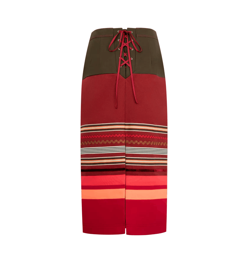 Christopher John Rogers o1h1sh11225 Embroidered Colorblock Skirt in Multicolor Size 27" / US 4 / IT 40 - 2 Thumbnail