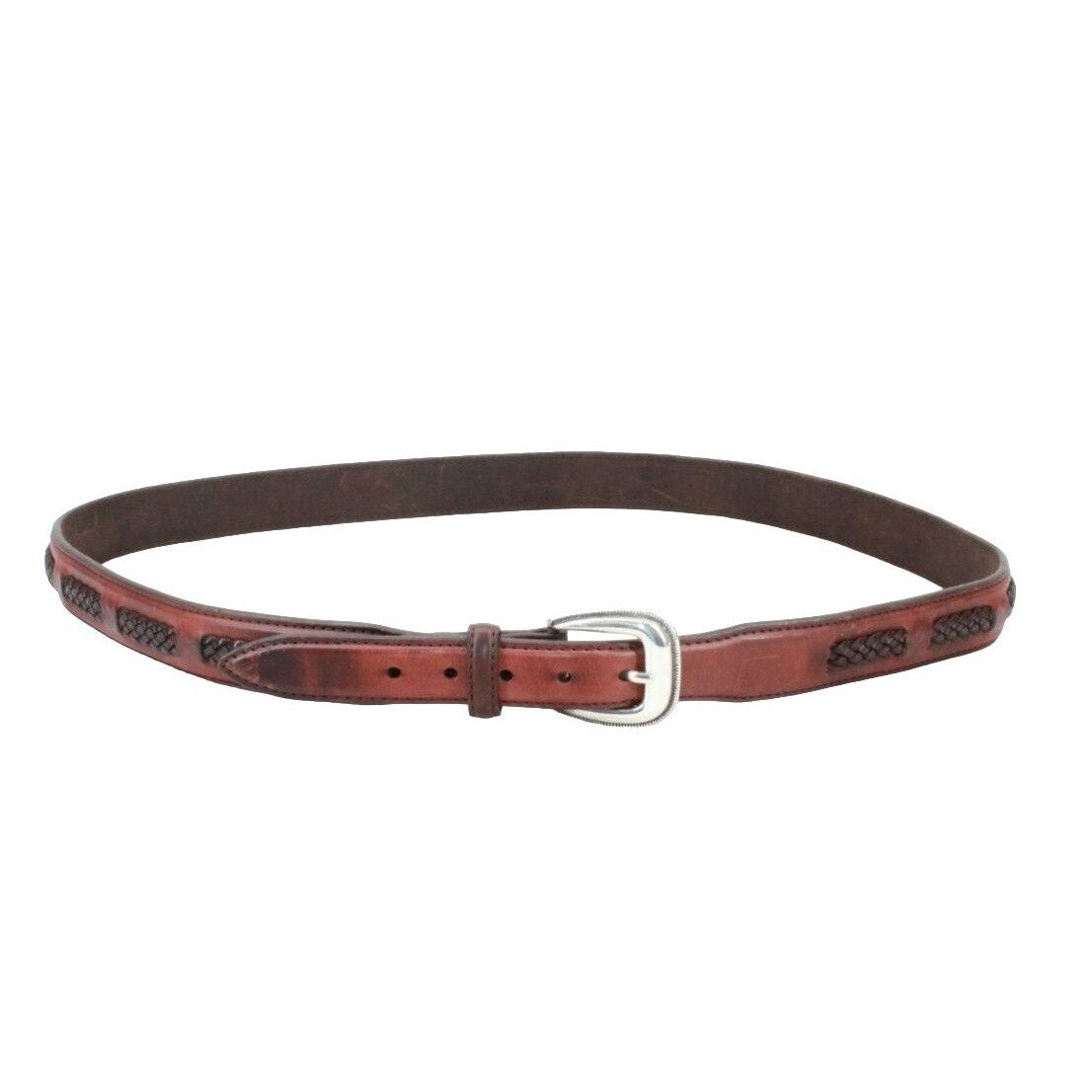 Leather Brighton Mens Brown Silver Buckle Leather Belt