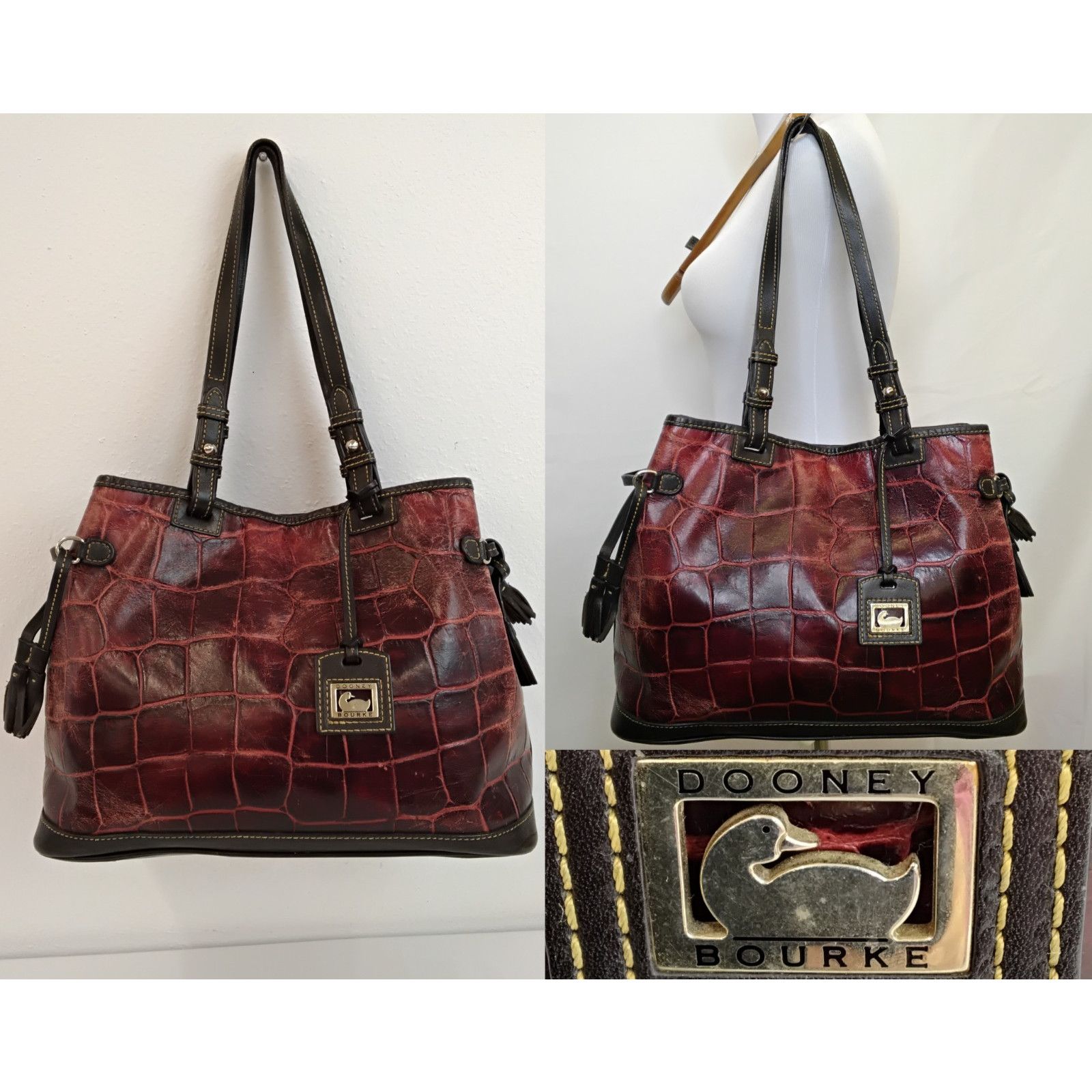Dooney & Bourke Dooney & Bourke Handbag Red Croc Embossed Leather VTG Size ONE SIZE - 1 Thumbnail