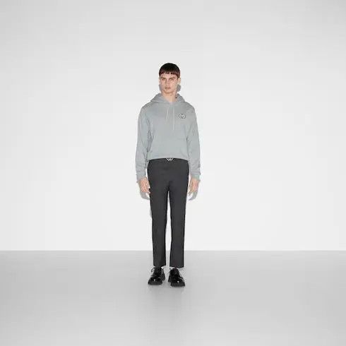 Gucci oc11z0226 Cotton Jersey Hooded Sweatshirt in Grey Size US XL / EU 56 / 4 - 2 Thumbnail