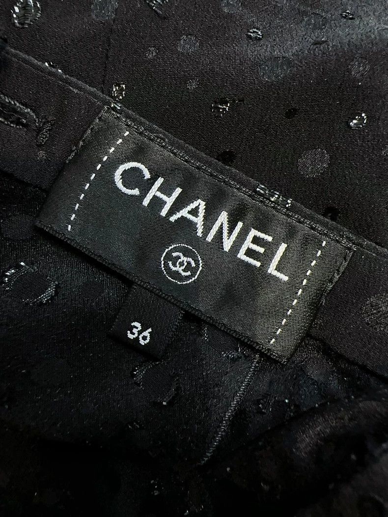 Chanel Chanel Black polka dot full print double C mulberry silk s Size 24" / US 00 / IT 34 - 6 Thumbnail