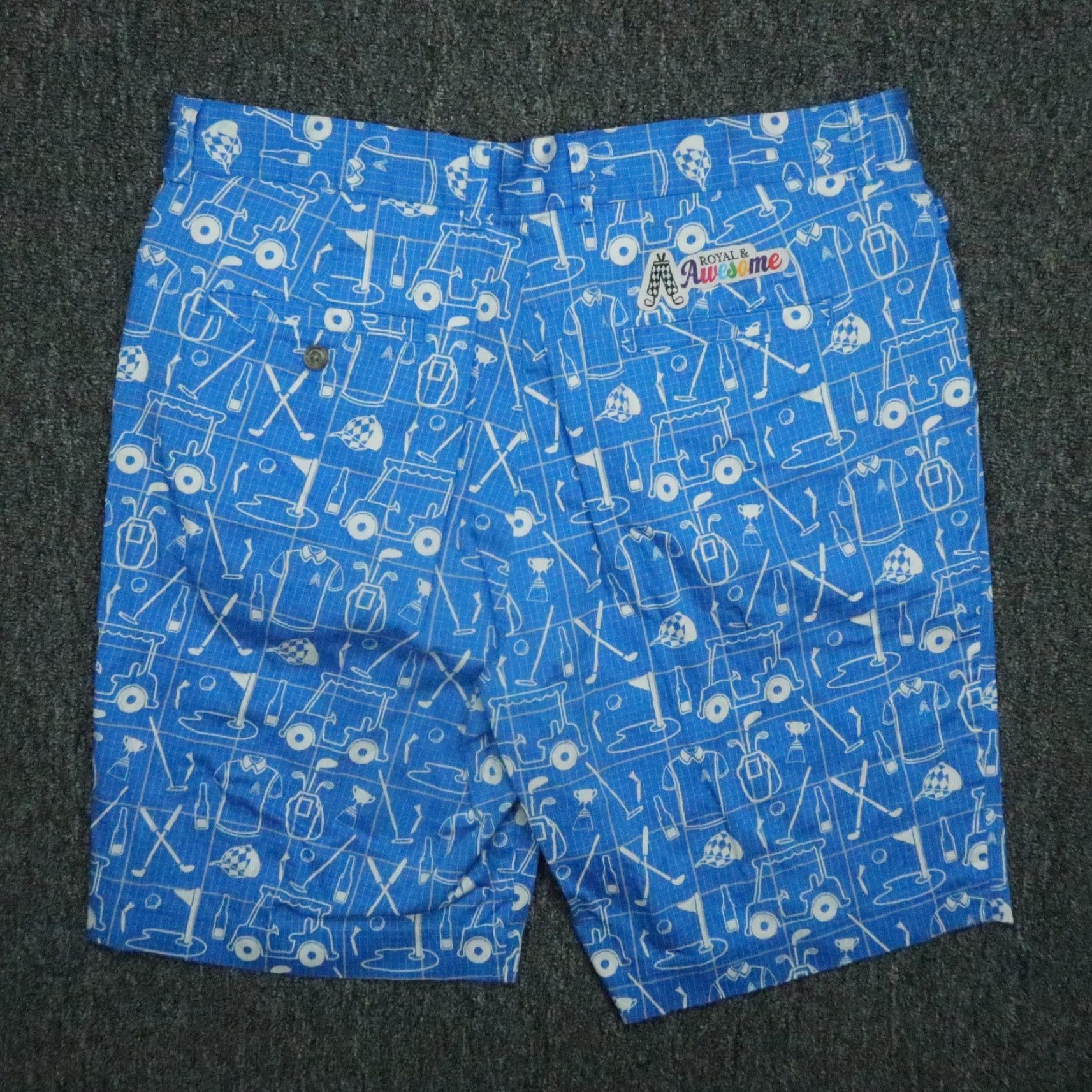 Vintage Royal & Awesome Shorts Mens 38 Blue White Best Laid Plans Golf Chino Size US 38 / EU 54 - 4 Thumbnail