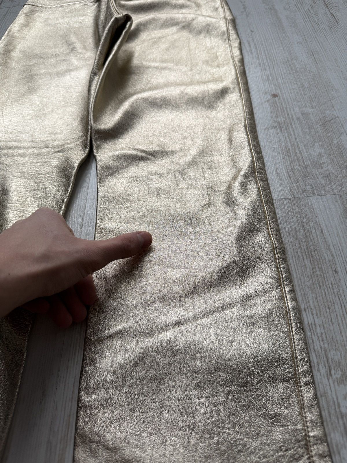 Marni MARNI Gold Metallic Leather Straight Trousers IT 38 Luxury Size 26" / US 2 / IT 38 - 12 Thumbnail
