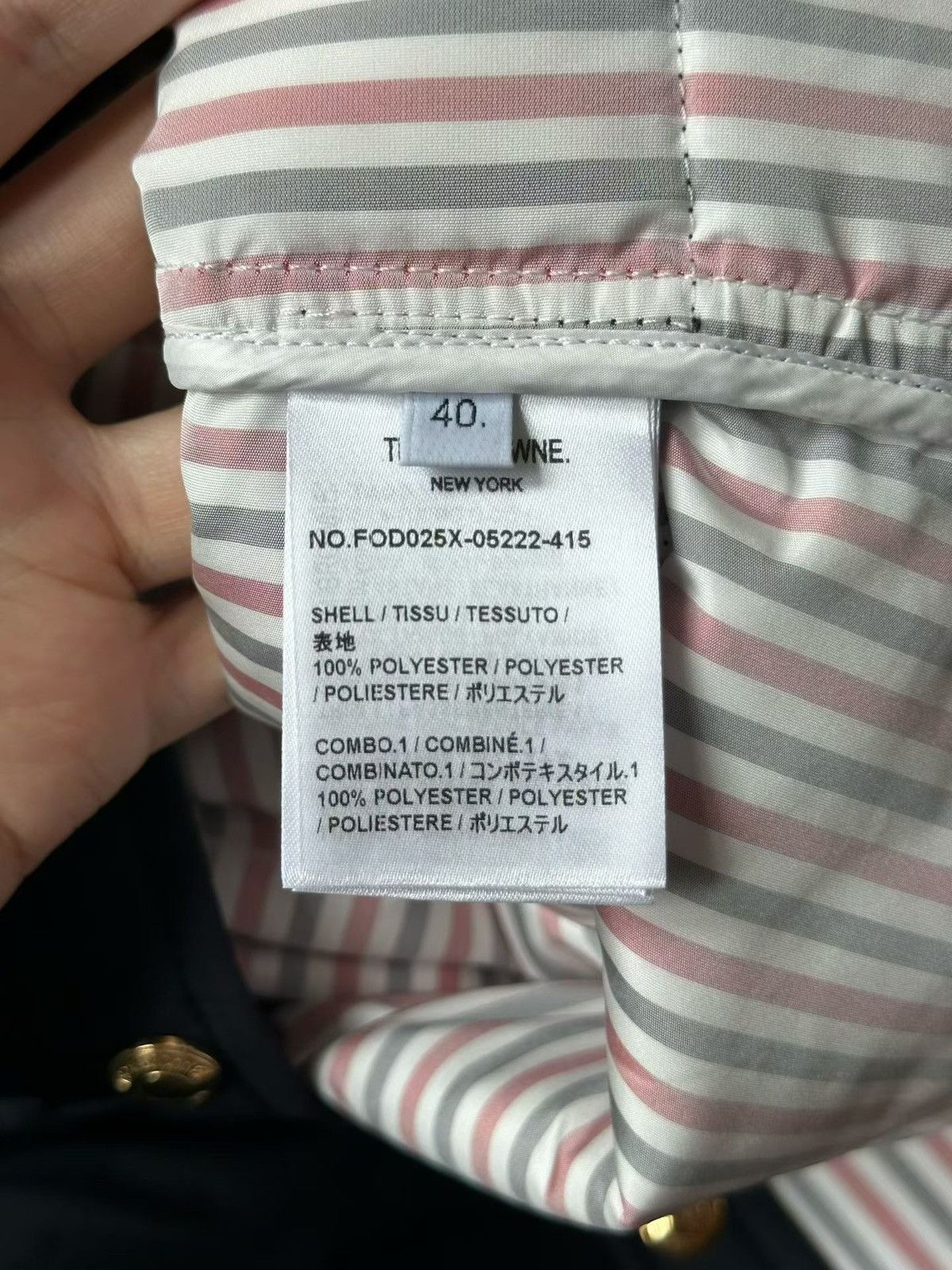 Thom Browne Navy Hooded 4-bar Puffer Coat