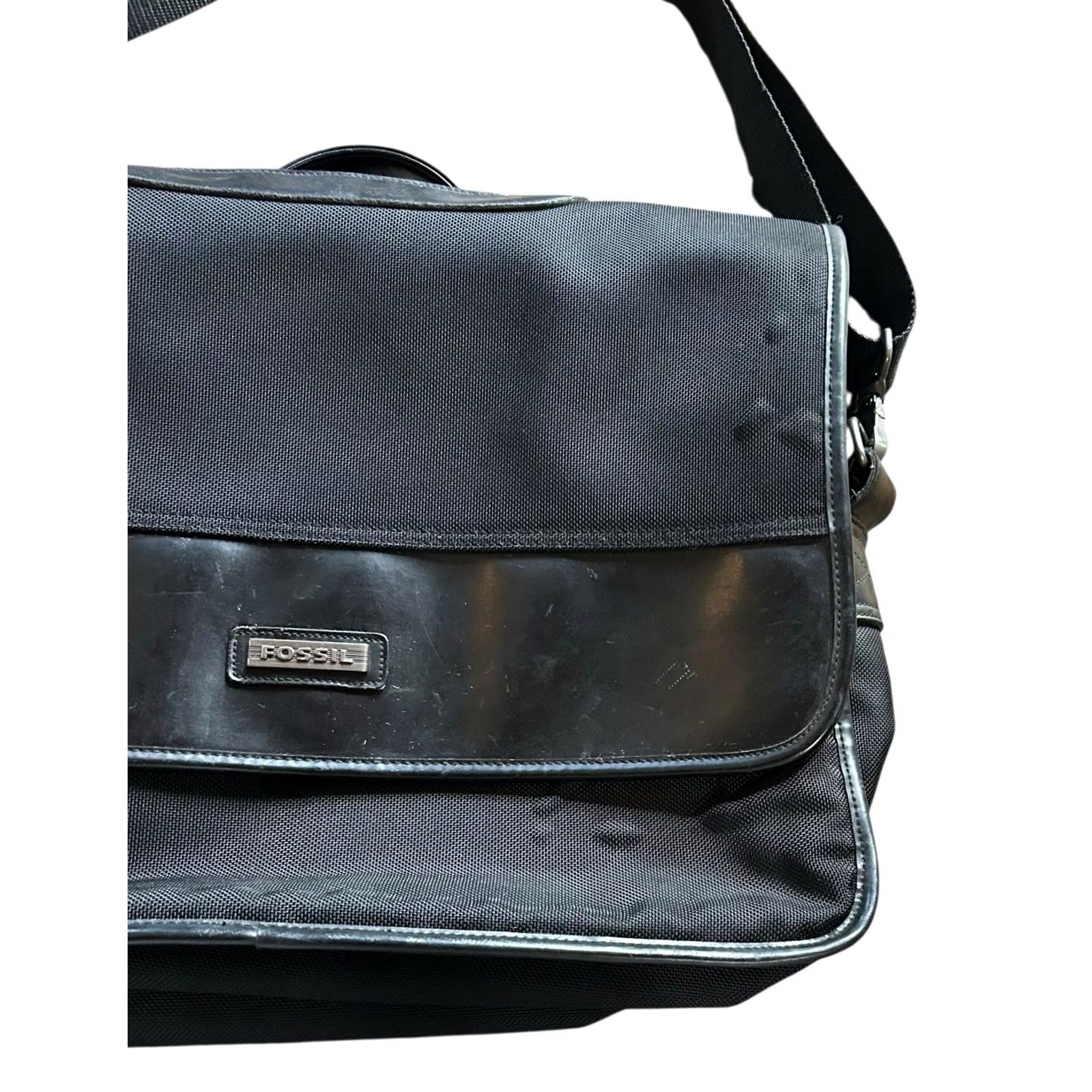 Fossil Fossil Kinley Crossbody Crossbody Bag Black Leather Nylon Large Women Size ONE SIZE - 3 Thumbnail
