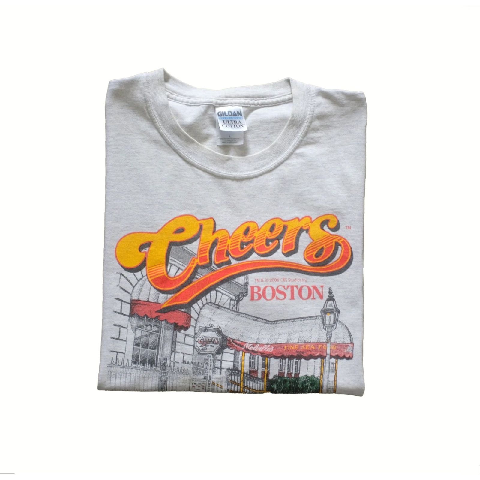 Gildan CHEERS BOSTON TV MOVIE PROMO Gildan Ultra Cotton T-Shirt Gray L Men Vintage 2000s Y2K Birthday Beer Crew Neck Short Sleeve Size US L / EU 52-54 / 3 - 2 Thumbnail
