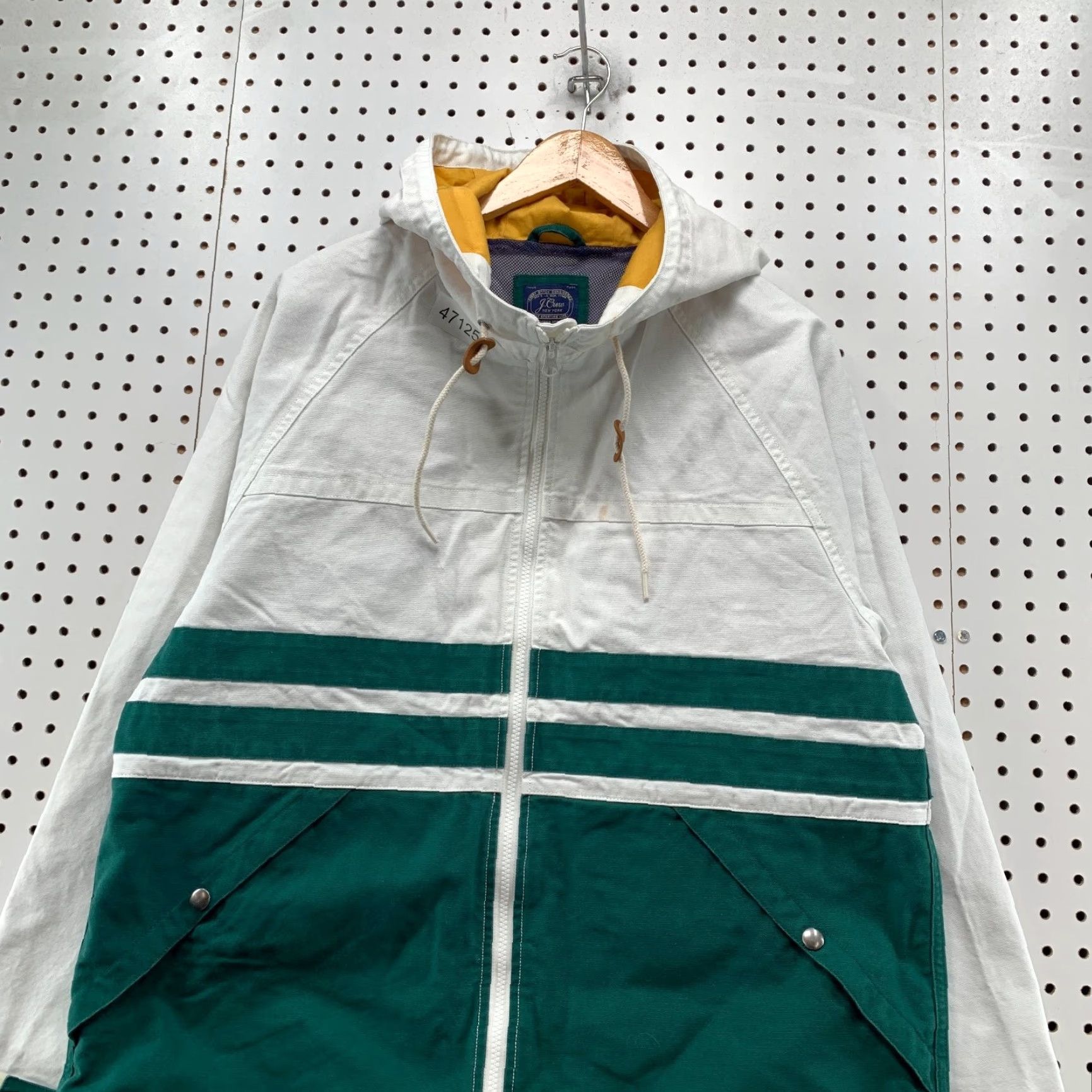 J.Crew J.CREW Jacket Mens Large White Canvas Sportsmen Topsail Colorblock Heavy Thick Size US L / EU 52-54 / 3 - 4 Thumbnail