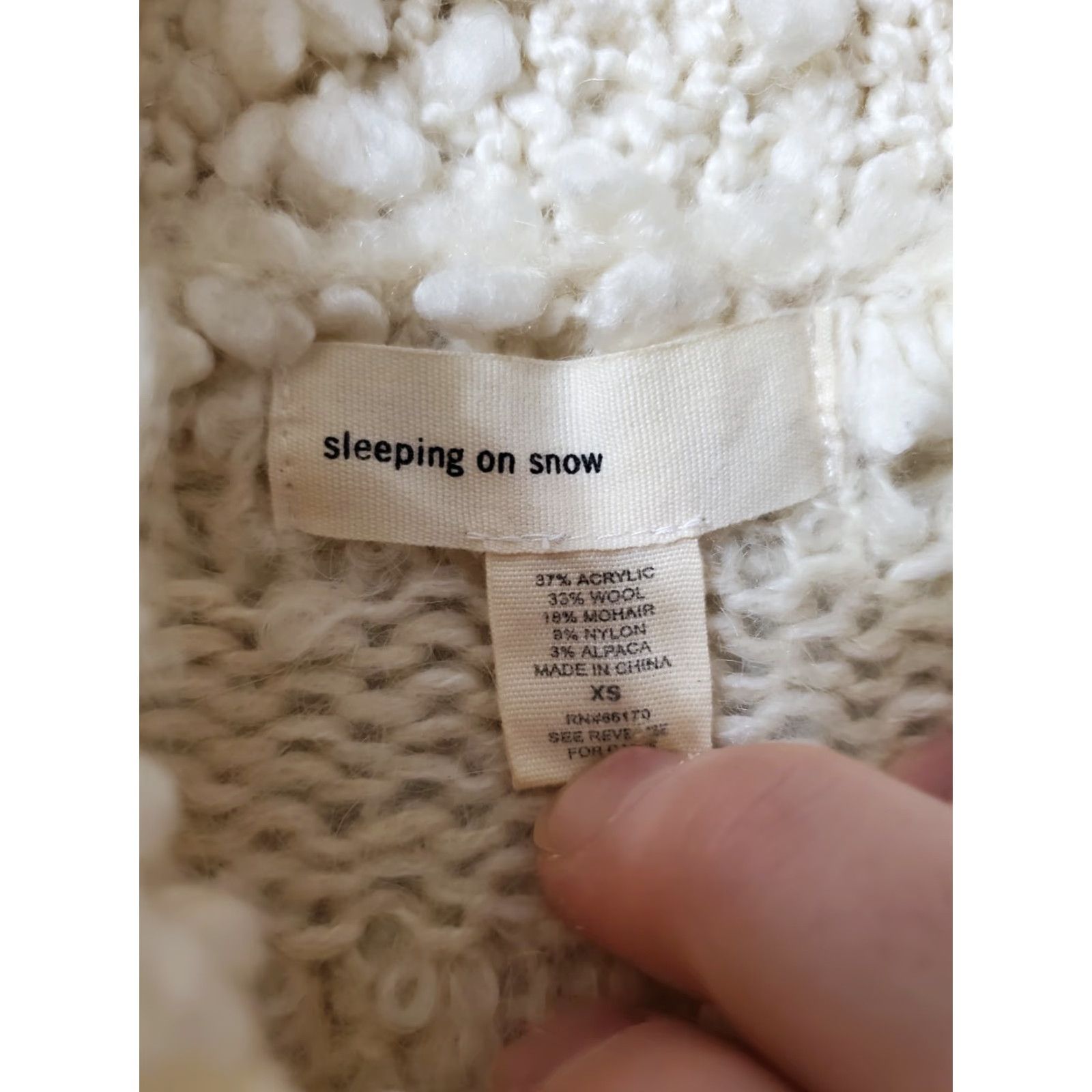 Anthropologie Anthropologie Sweater Cardigan Solid Ivory Wool Mohair Alpaca Nylon Acrylic Chunky-Knit XS Long Sleeve High Neck Button Up Winter Casual Womens Size XS / US 0-2 / IT 36-38 - 5 Thumbnail