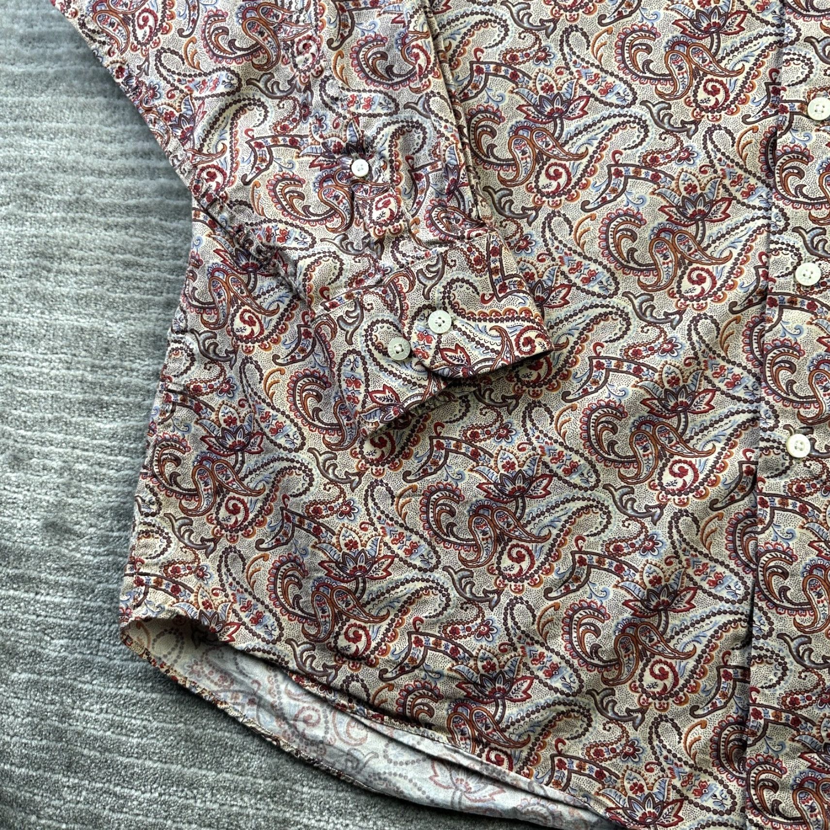 Vintage Alan Flusser Shirt Mens Large Beige Red Paisley Button Up Casual Size US L / EU 52-54 / 3 - 4 Thumbnail