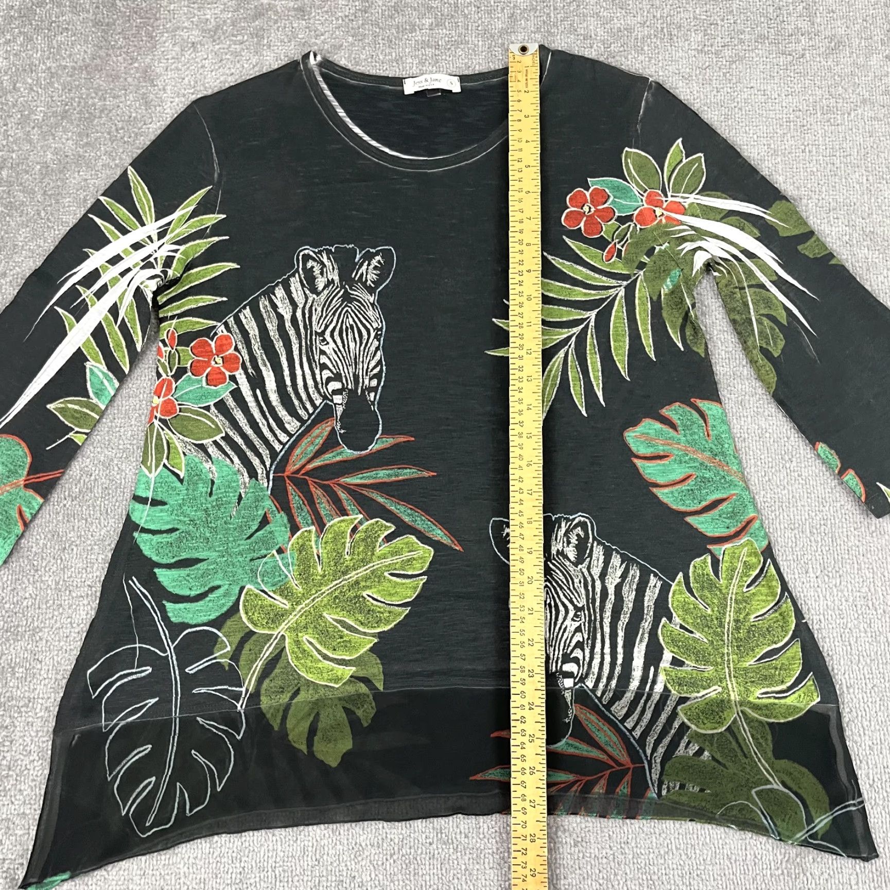 Vintage VINTAGE Jess & Jane Blouse Top Womens S Gray Zebra Floral Abstract Art to Wear 3/4 Sleeve Bohemian Size S / US 4 / IT 40 - 4 Thumbnail