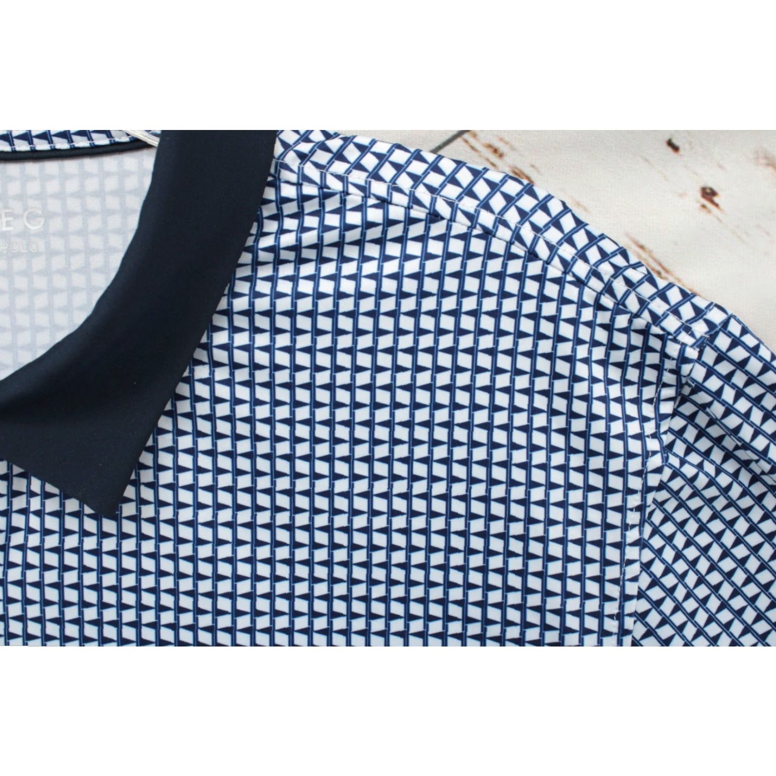 Vintage Maelreg Performance Polo Shirt Men L Blue White Stretch Golf Geometric Size US L / EU 52-54 / 3 - 5 Thumbnail