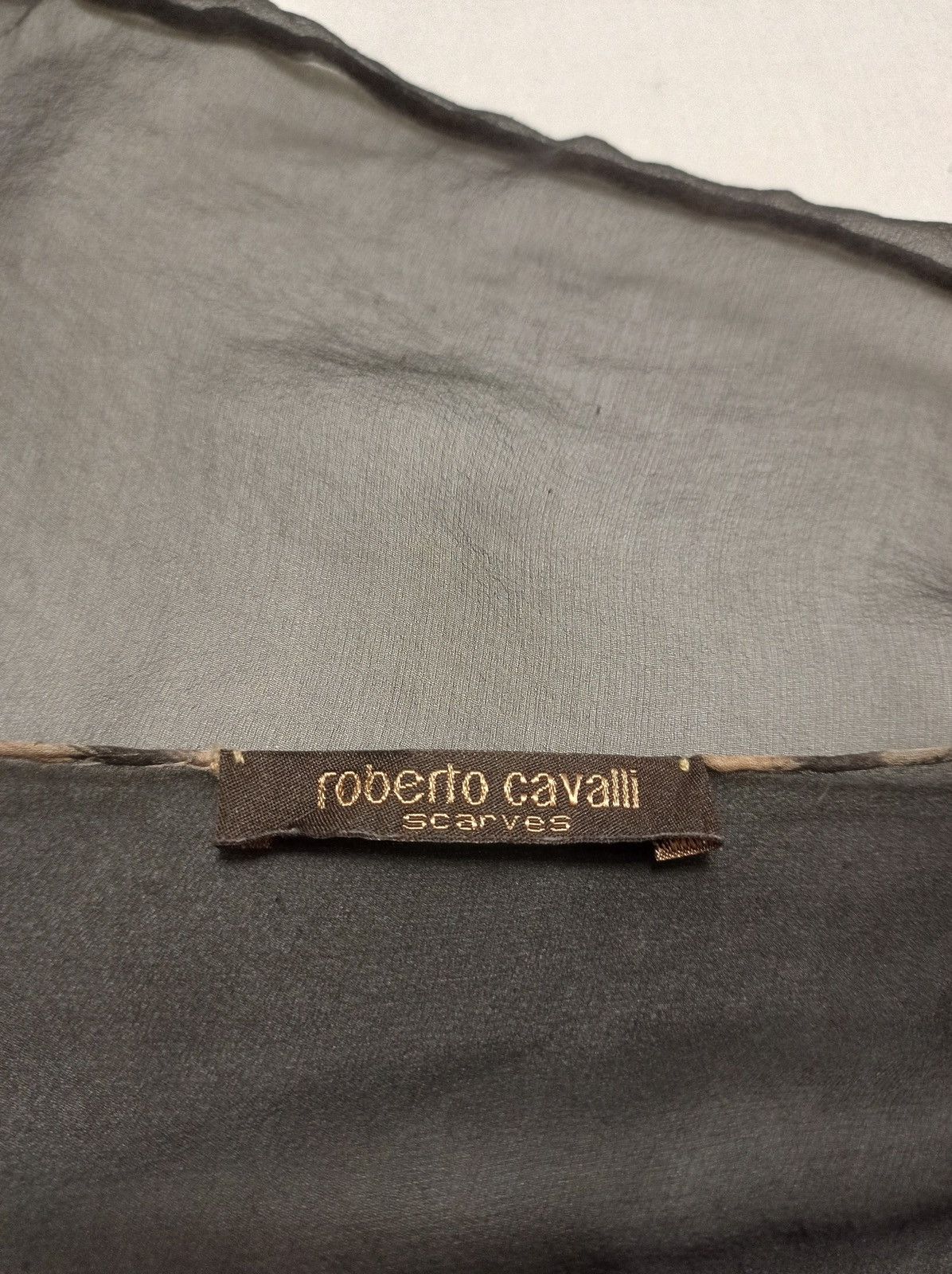 Designer × Roberto Cavalli Roberto Cavalli Black Designer Logo Squared Silk Scarf Size ONE SIZE - 4 Thumbnail