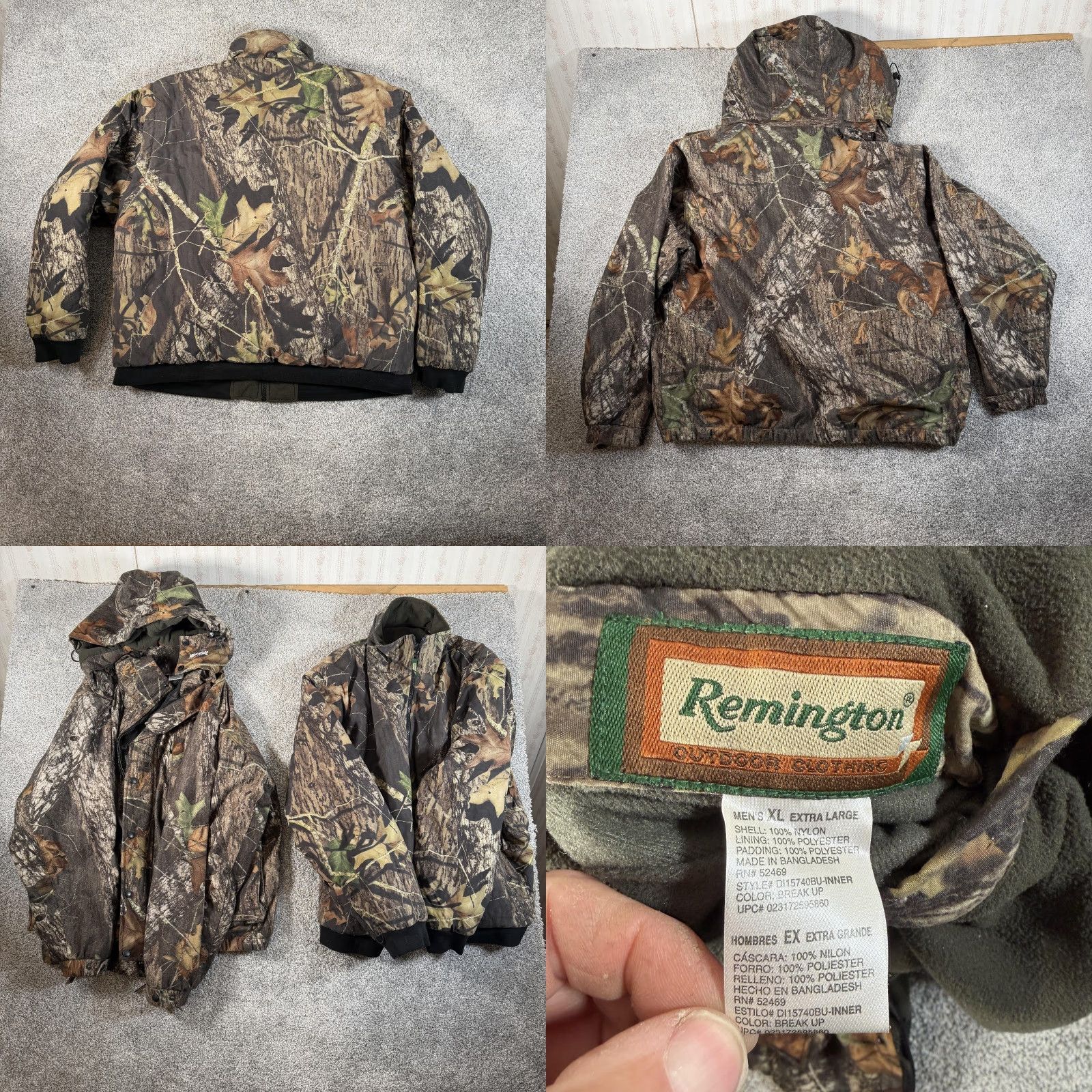 Remington 3-in-1 Insulated Hunting Jacket Mens XL Camo Multi Guard Thermore Coat