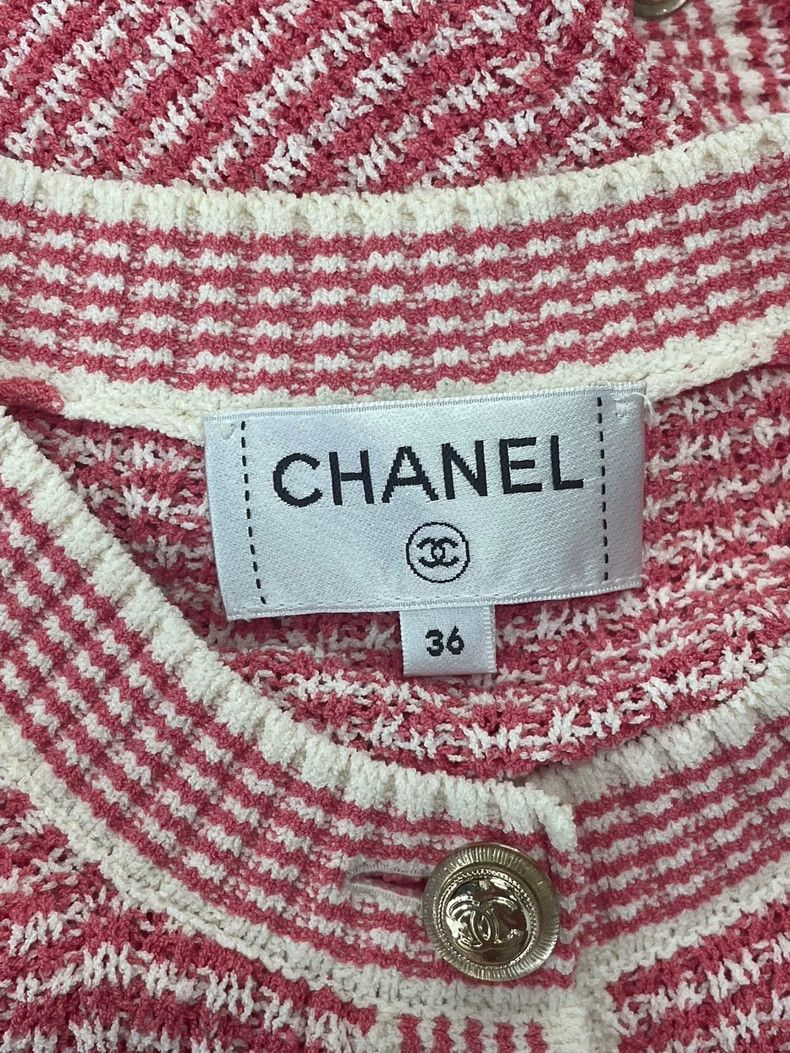 Chanel chanel Pink and white long striped knitted cardigan dress Size XS / US 0-2 / IT 36-38 - 4 Thumbnail