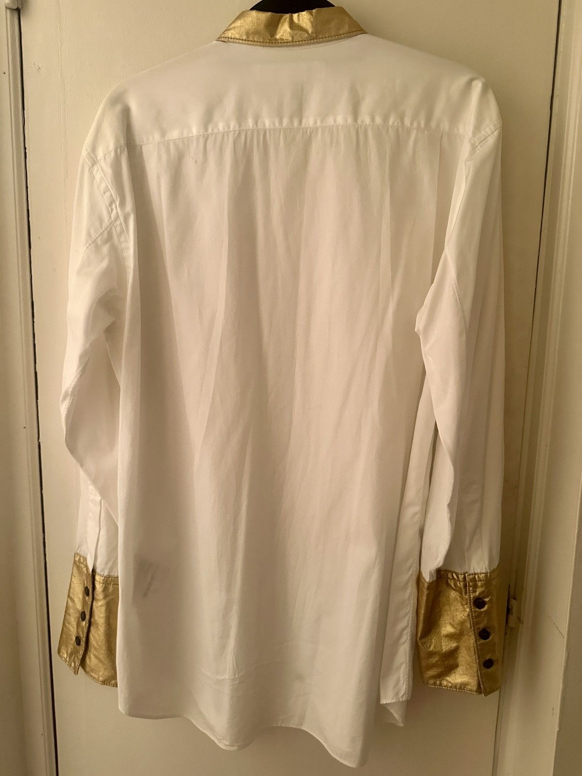 Comme des Garcons SHIRT CdG Shirt White Dress Shirt with Gold Collar and Cuffs Size US L / EU 52-54 / 3 - 4 Thumbnail
