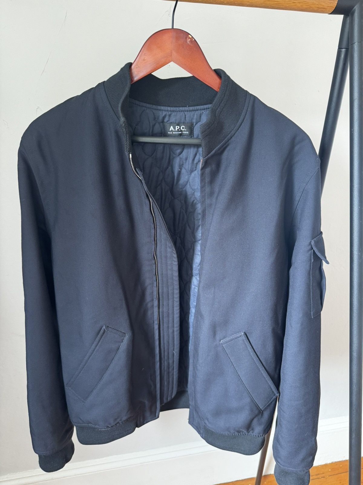 a.p.c. Quilted wool bomber jacket