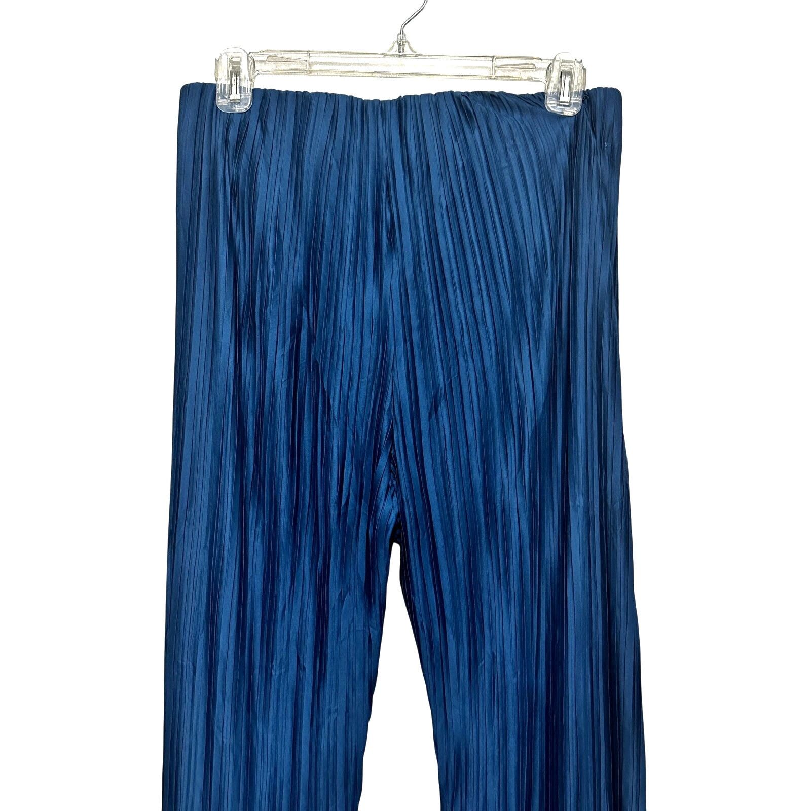 Calvin Klein Calvin Klein Wide Leg Pants Pull On Pleated Texture Blue S Size 29" - 6 Thumbnail