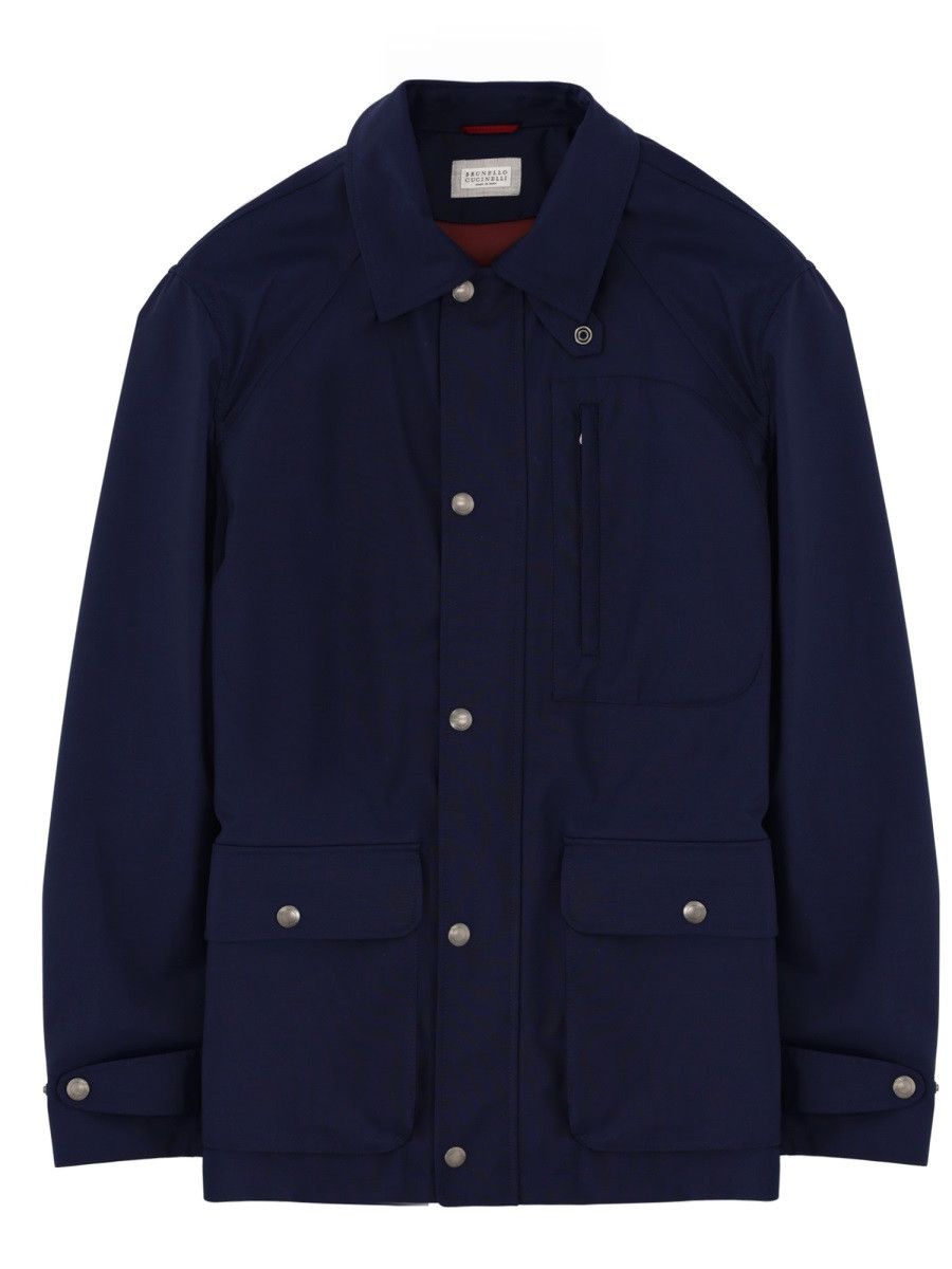 Brunello Cucinelli BRUNELLO CUCINELLI WOOL CANVAS JACKET - BLUE (IT 48) Size US M / EU 48-50 / 2 - 1 Thumbnail