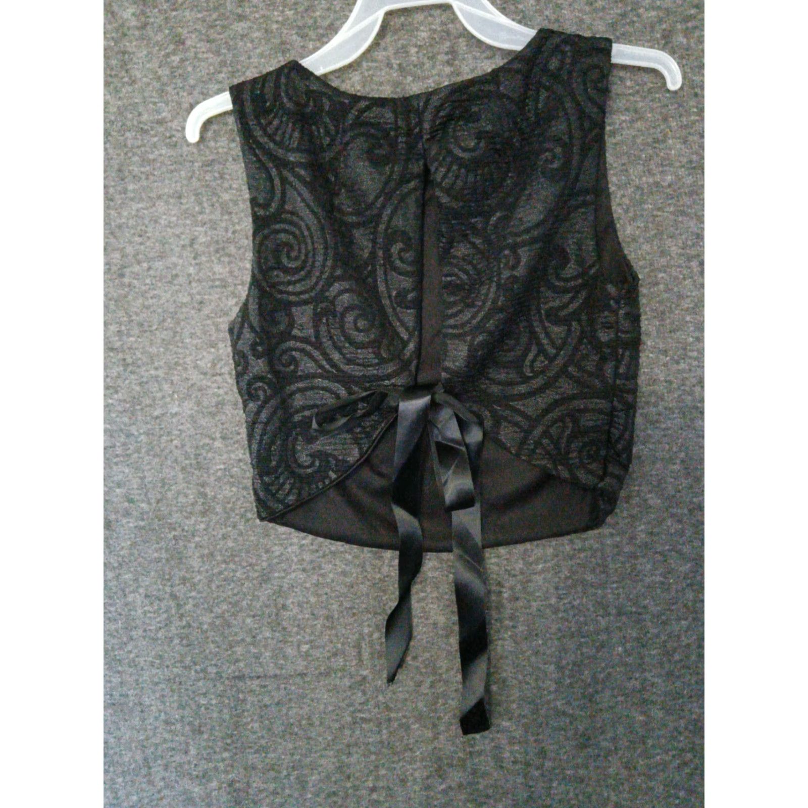 Vintage Codigo Paisley Black Sleeveless Back Tie Formal Crop Top S Size S / US 4 / IT 40 - 2 Thumbnail