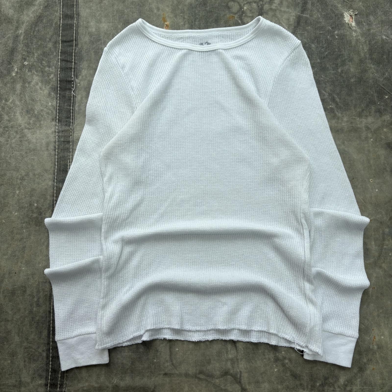 Fruit Of The Loom Vintage Y2K White Grunge Skater Thermal Waffle Knit Shirt Size M / US 6-8 / IT 42-44 - 1 Thumbnail