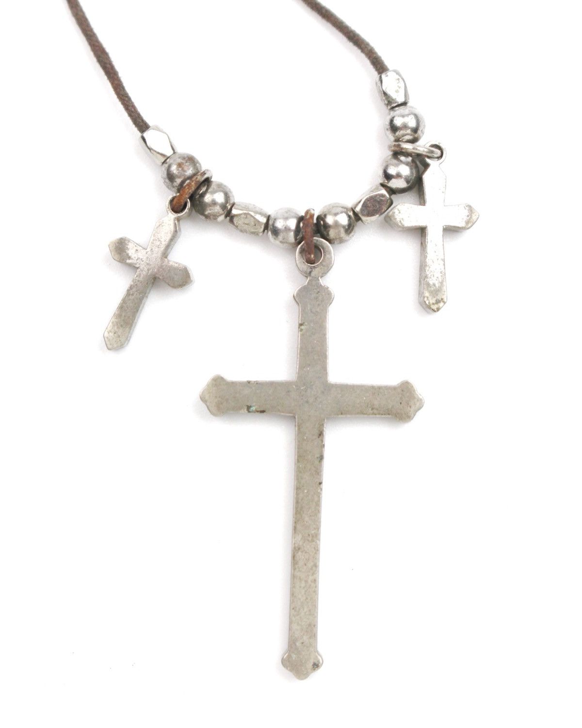 Vintage 2000S JAPANESE MADE DARK SAINT TRIPLE CROSS NECKLACE Size ONE SIZE - 2 Thumbnail