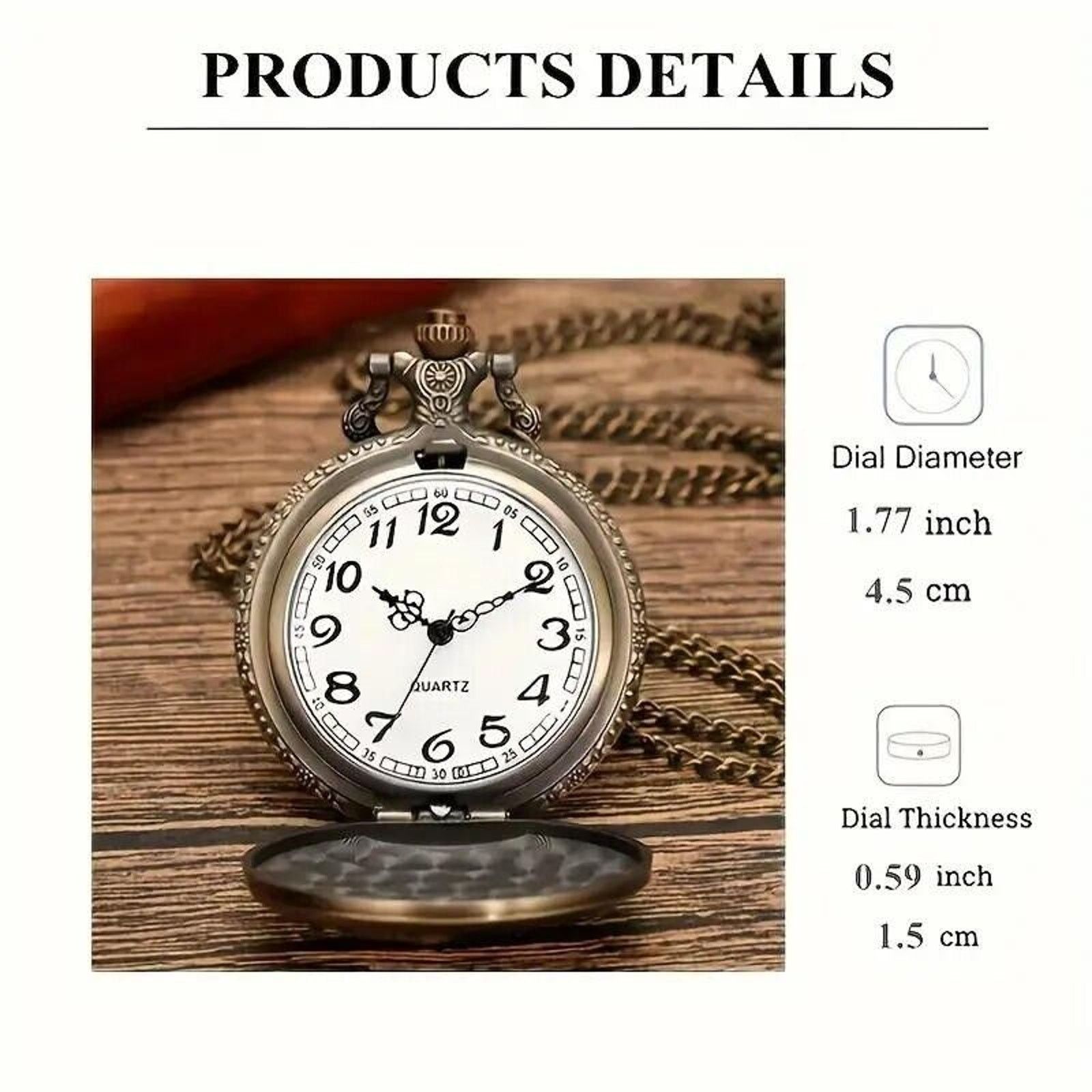 Other Retro Bronze Quartz Pocket Watch With Mini Train Fob Size ONE SIZE - 6 Thumbnail