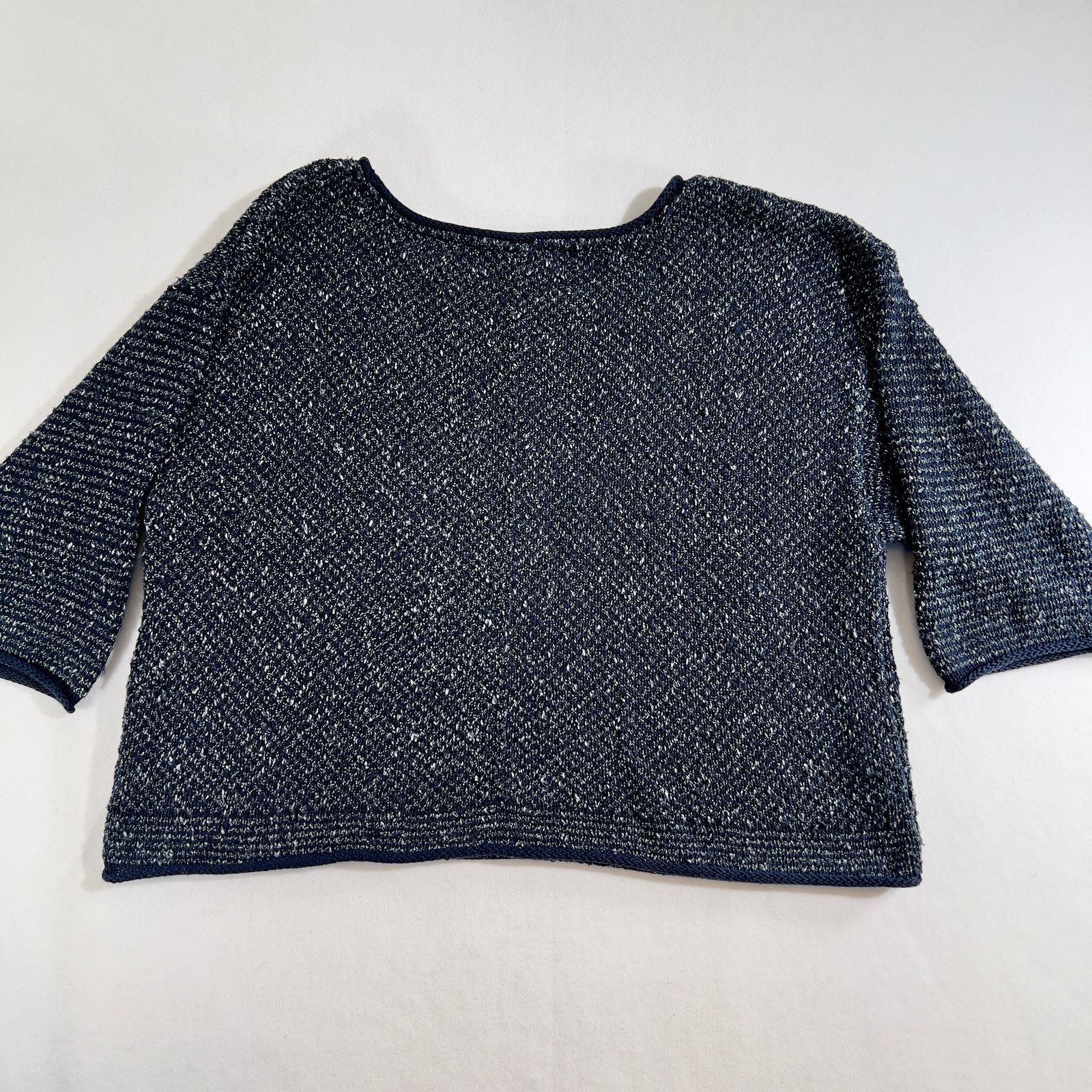 Free People Jewel Neck Knit Sweater Free People Woman L Blue 3/4 Sleeve Size L / US 10 / IT 46 - 3 Thumbnail