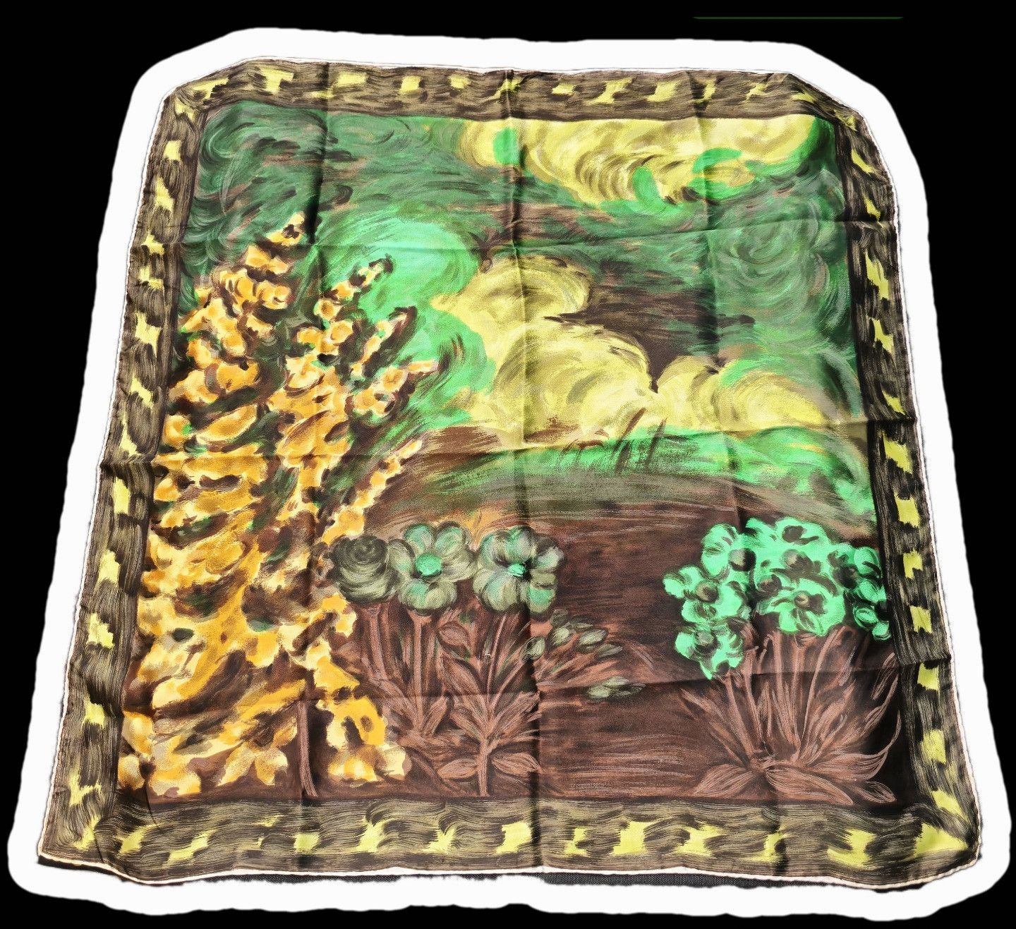 Vintage 100% silk Vintage scarf V. van Gogh painting print Size ONE SIZE - 1 Thumbnail