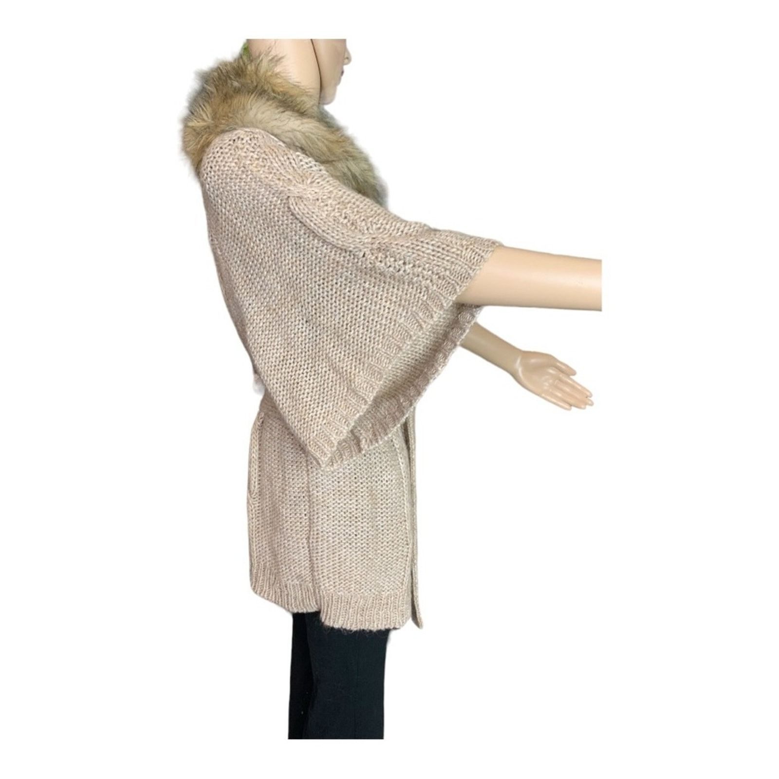 Loft Loft Women's Medium Cardigan Chunky Knit Faux Fur Trimmed Size M / US 6-8 / IT 42-44 - 9 Thumbnail