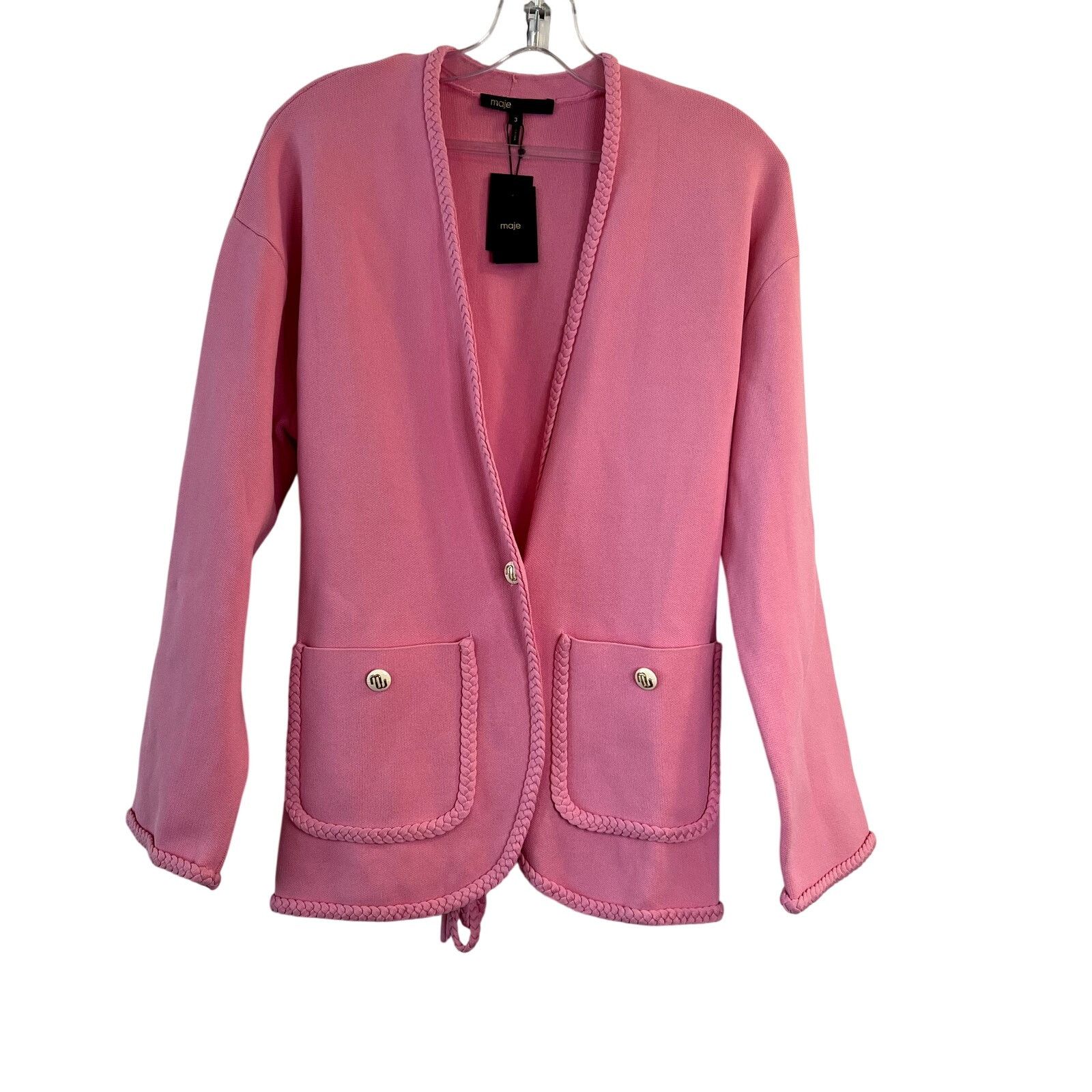 Maje Maje Madene Belted Knit Pink Cardigan Jacket Size 3 Large Size L / US 10 / IT 46 - 5 Thumbnail