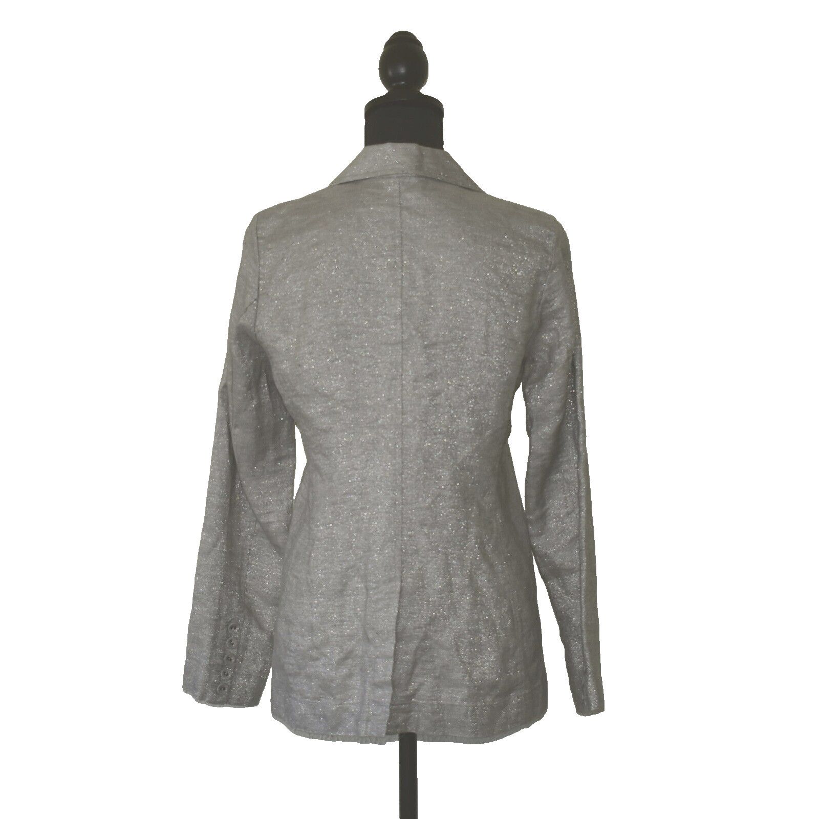 Eileen Fisher EILEEN FISHER Grey Metallic Linen Blend Front Blazer Size PP Size S / US 4 / IT 40 - 3 Thumbnail