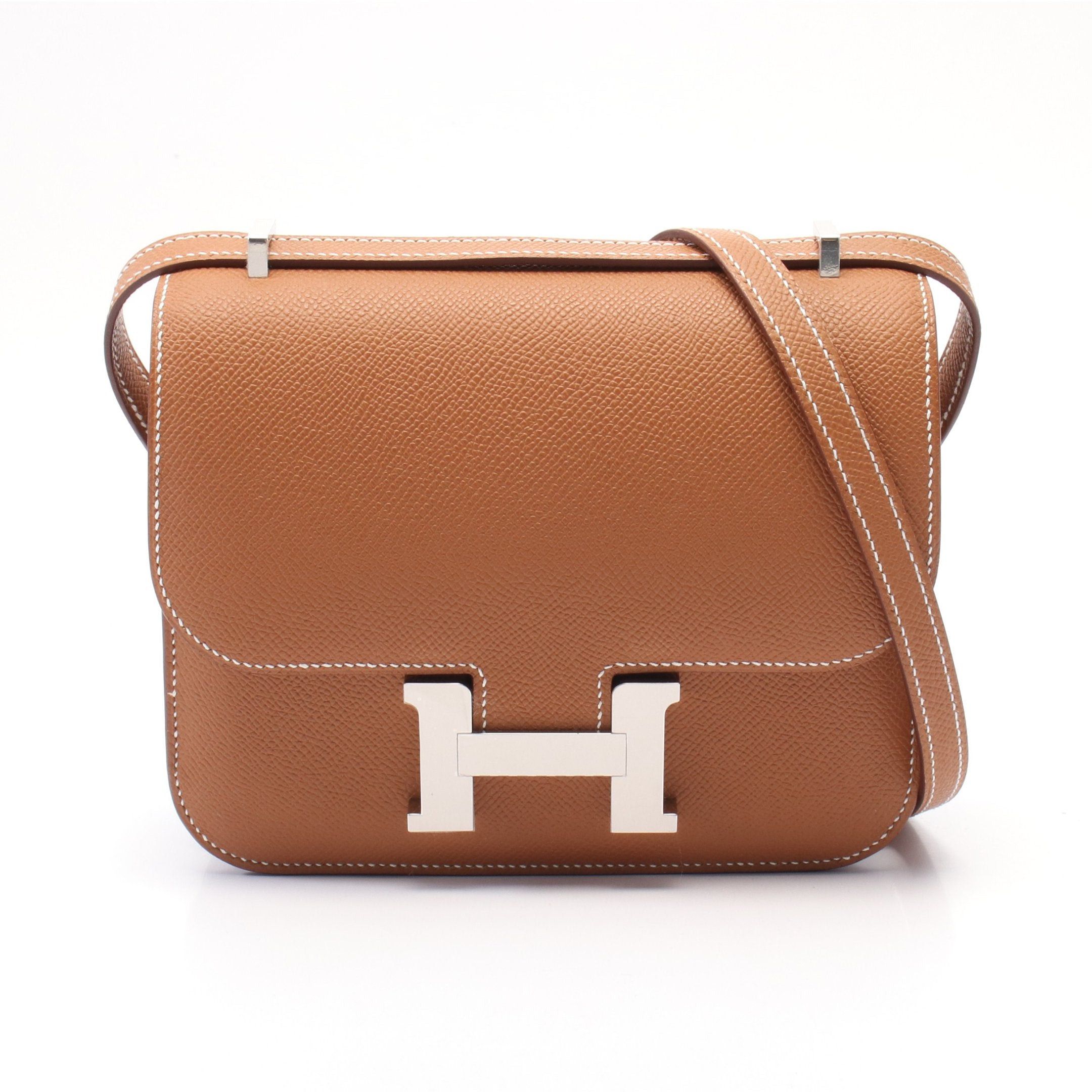 Hermes Hermes Constance 3 Mini Miroir Gold Shoulder Bag Veau Epsom Brown Silver Hardware Double Engraved Size ONE SIZE - 1 Thumbnail