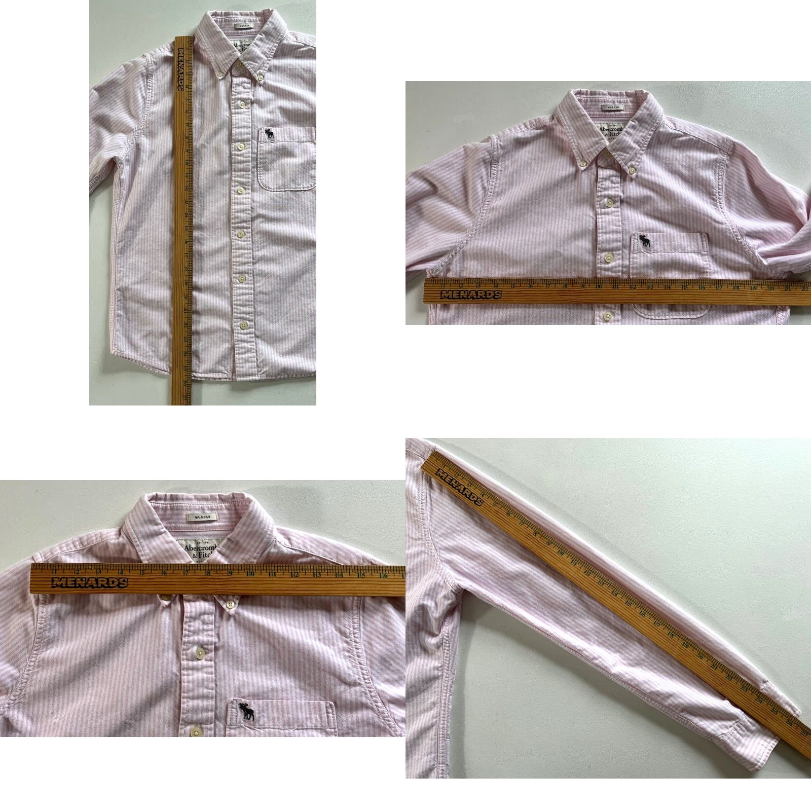 Abercrombie & Fitch VINTAGE Abercrombie & Fitch Men’s Button-Down Oxford Shirt Striped Pink Sz M Muscle Fit Size US M / EU 48-50 / 2 - 8 Thumbnail