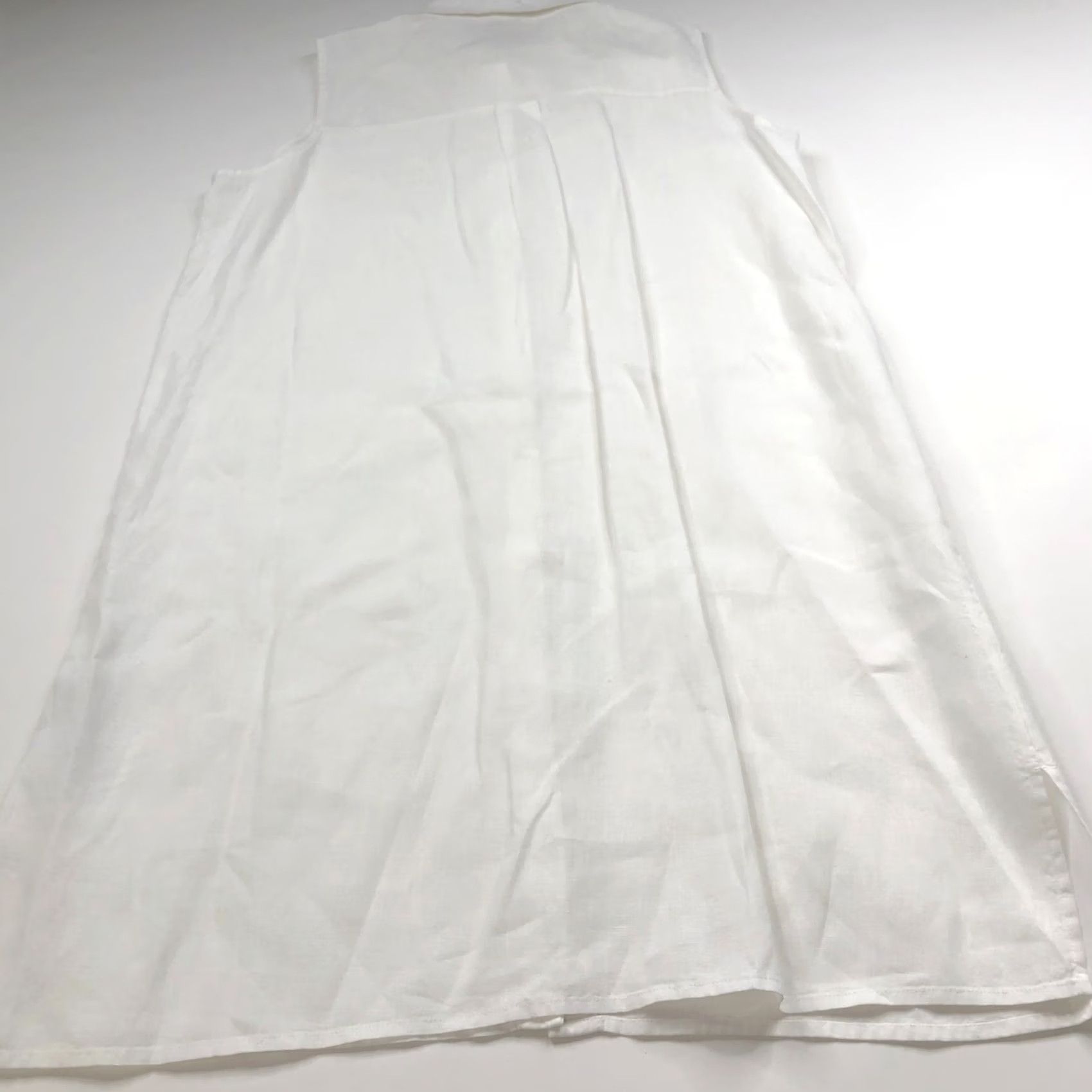 Eileen Fisher Eileen Fisher Shirt Dress White 100% Linen Knee Length Button Front M - Womens, Regular, Solid, Pockets, Collared, Sleeveless, Vintage No Size M / US 6-8 / IT 42-44 - 6 Thumbnail