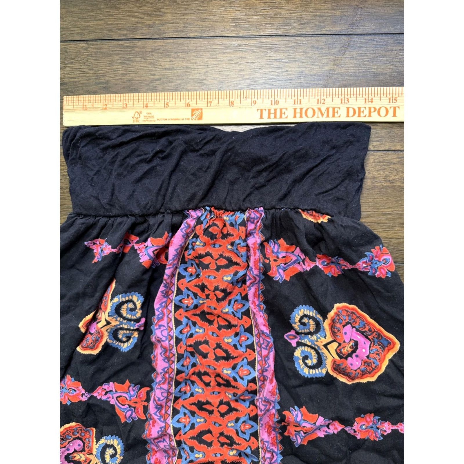 Vintage VINTAGE Angie Skirt Womens Small Black Boho Paisley Floral Print Smocked Waist Rayon Size 28" / US 6 / IT 42 - 4 Thumbnail