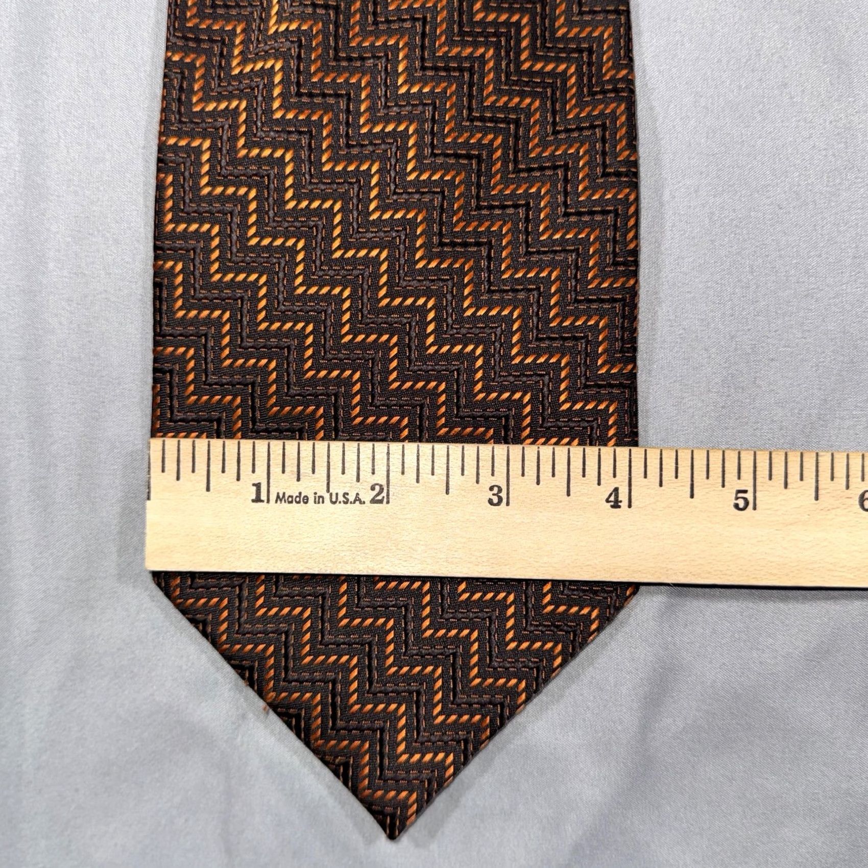Ermenegildo Zegna VINTAGE Ermenegildo Zegna Silk Tie Brown Orange Geometric Zigzag Pattern Italy Shirt Necktie Mens One Size Size ONE SIZE - 4 Thumbnail